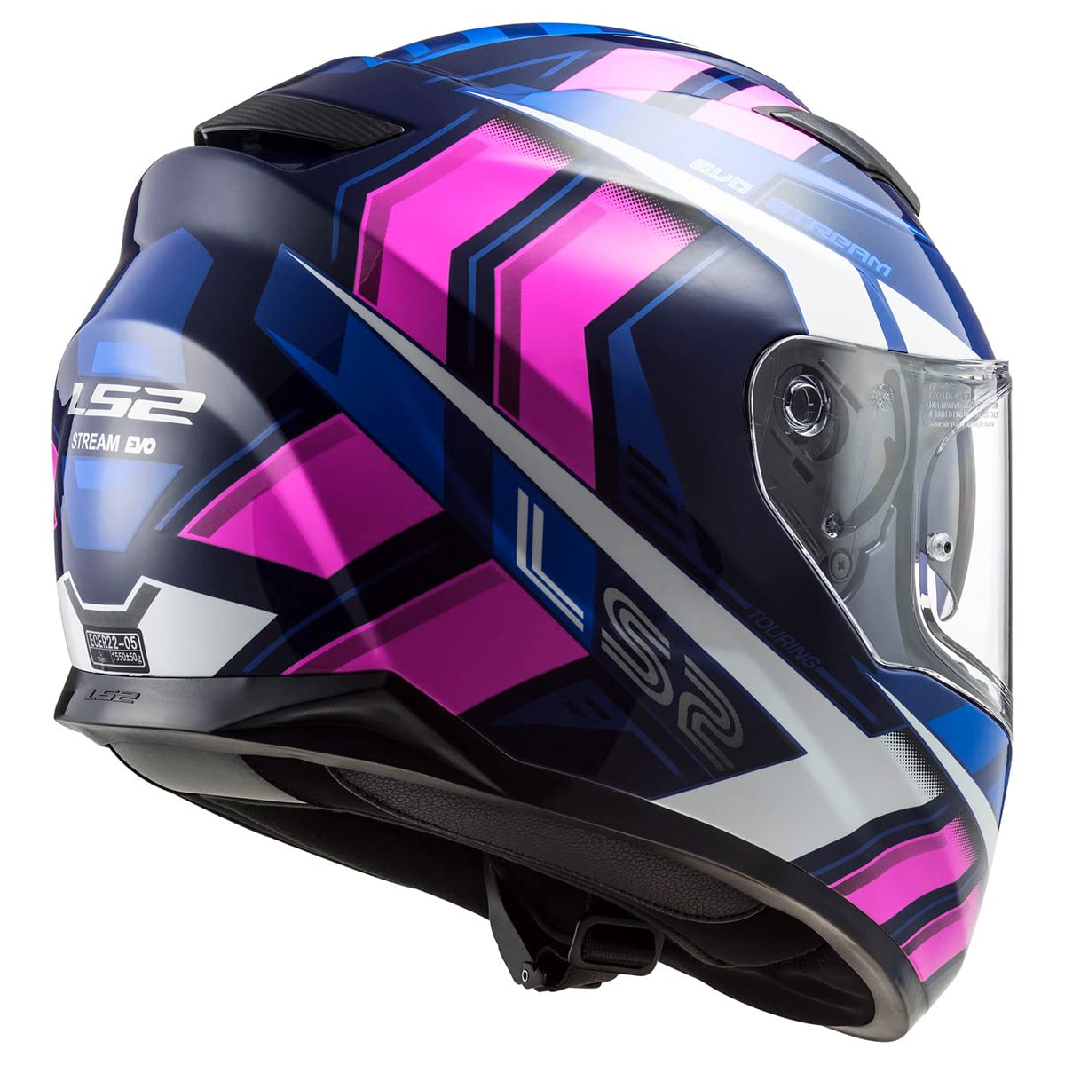 Ls2 Helmets Full Face Stream Evo Street Helmet (Loop Black/Pink/White/Blue - Large)