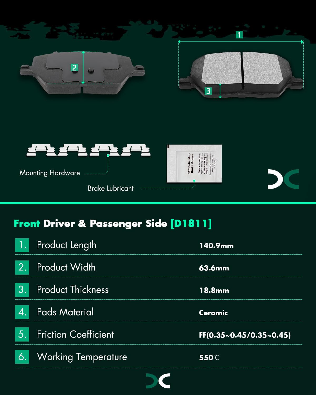 Scitoo D1811 D1809 Front Rear Ceramic Brake Pads Sets Fit For Fiat 500X 2016-2018,For Jeep Compass 2016-2020,For Jeep Renegade 2