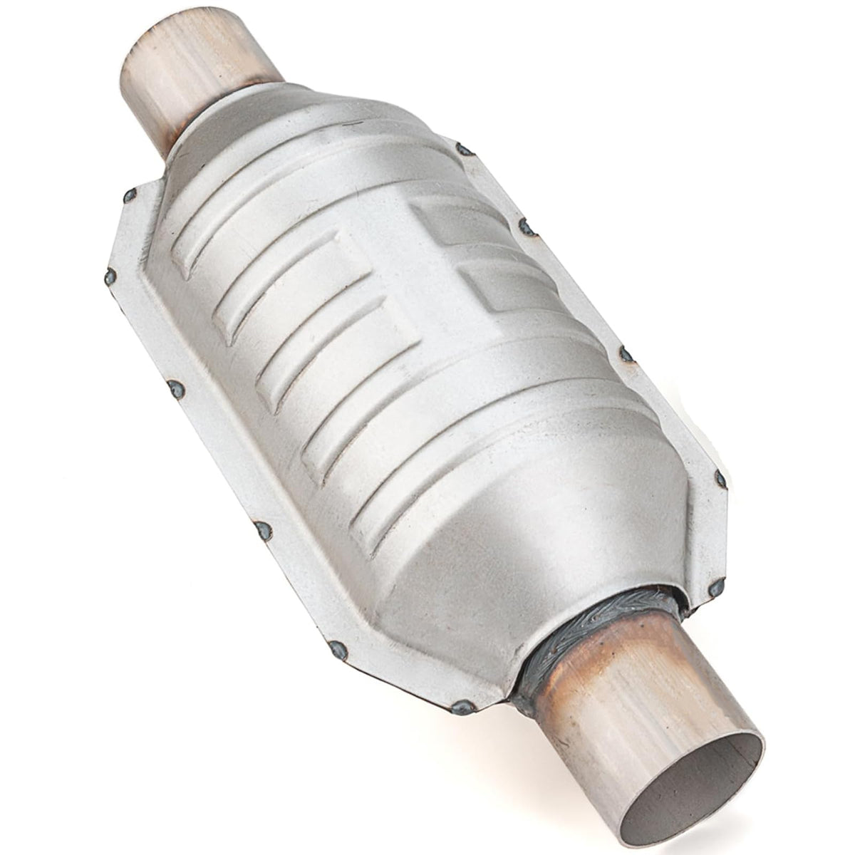 Dylannet 2.5 Inlet/Outlet Automobile Weld-on Catalytic Converter, Universal 2.5 Inch Inlet/Outlet Cat Converter with Heat Shie