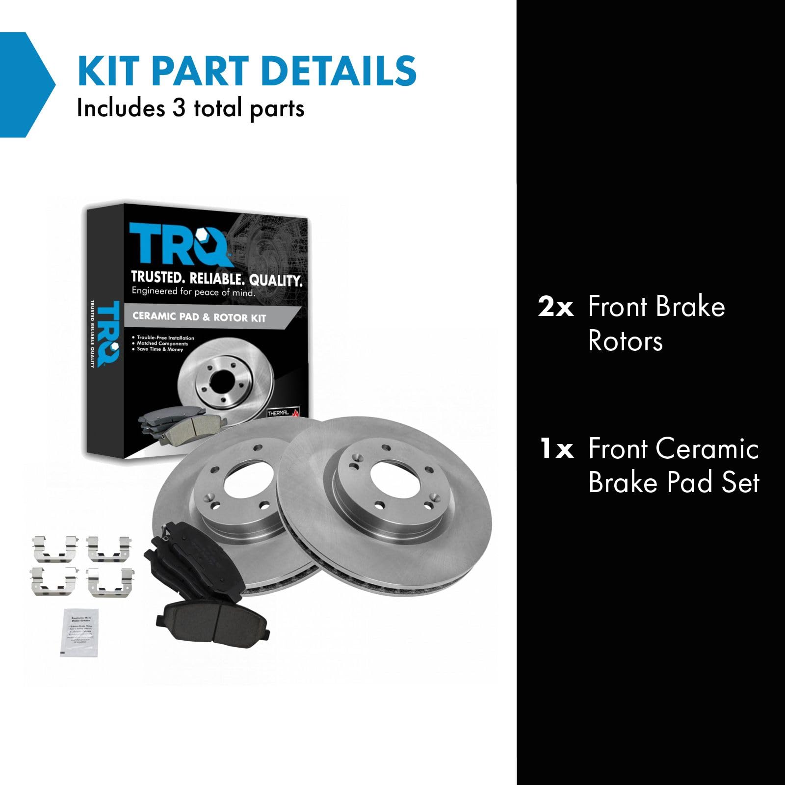 Trq Front Brake Pad & Rotor Kit Brake Pads Brake Rotor Ceramic Compatible With 2007-2009 Hyundai Santa Fe