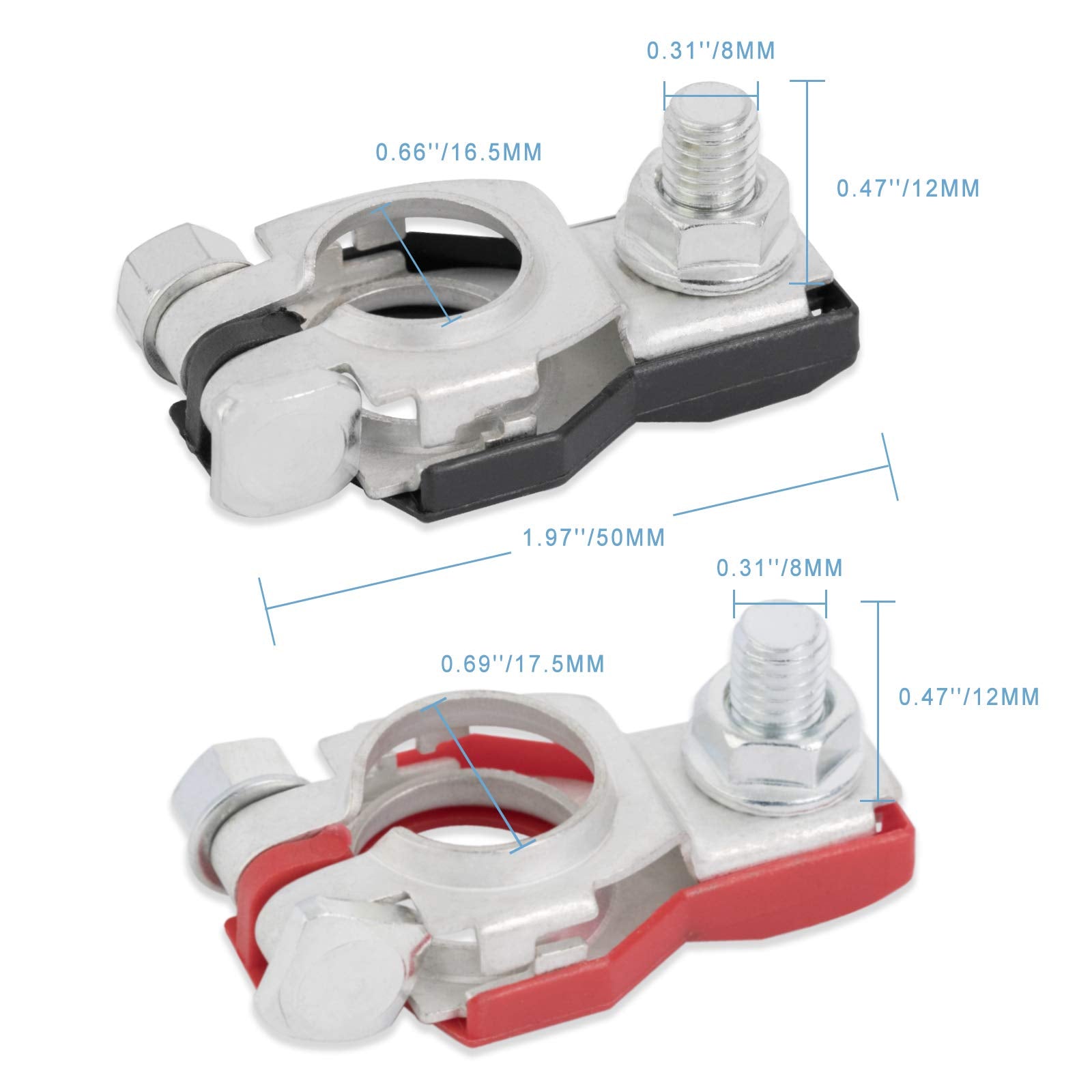 Aoerzn Premium Battery Terminal Connectors For Nissan, Positive And Negative 1 Pair, Good Contact, Corrosion Resistance, Fits Fo