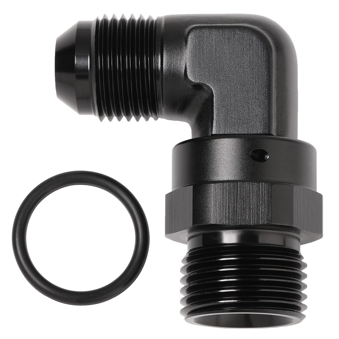 Podavelle 8An Male Flare To 10An -10 Orb O-Ring Boss 90 Degree Swivel Fitting Adapter Aluminum Black