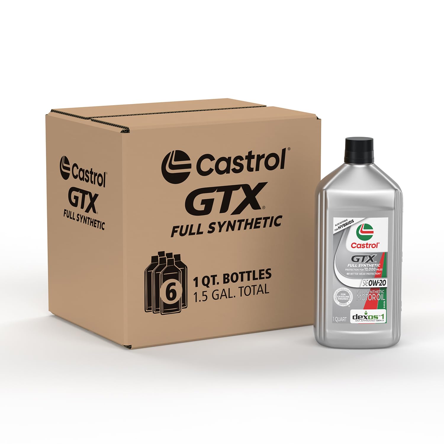 Castrol Gtx Full Synthetic 0W-20 Motor Oil, 1 Quart, Pack Of 6