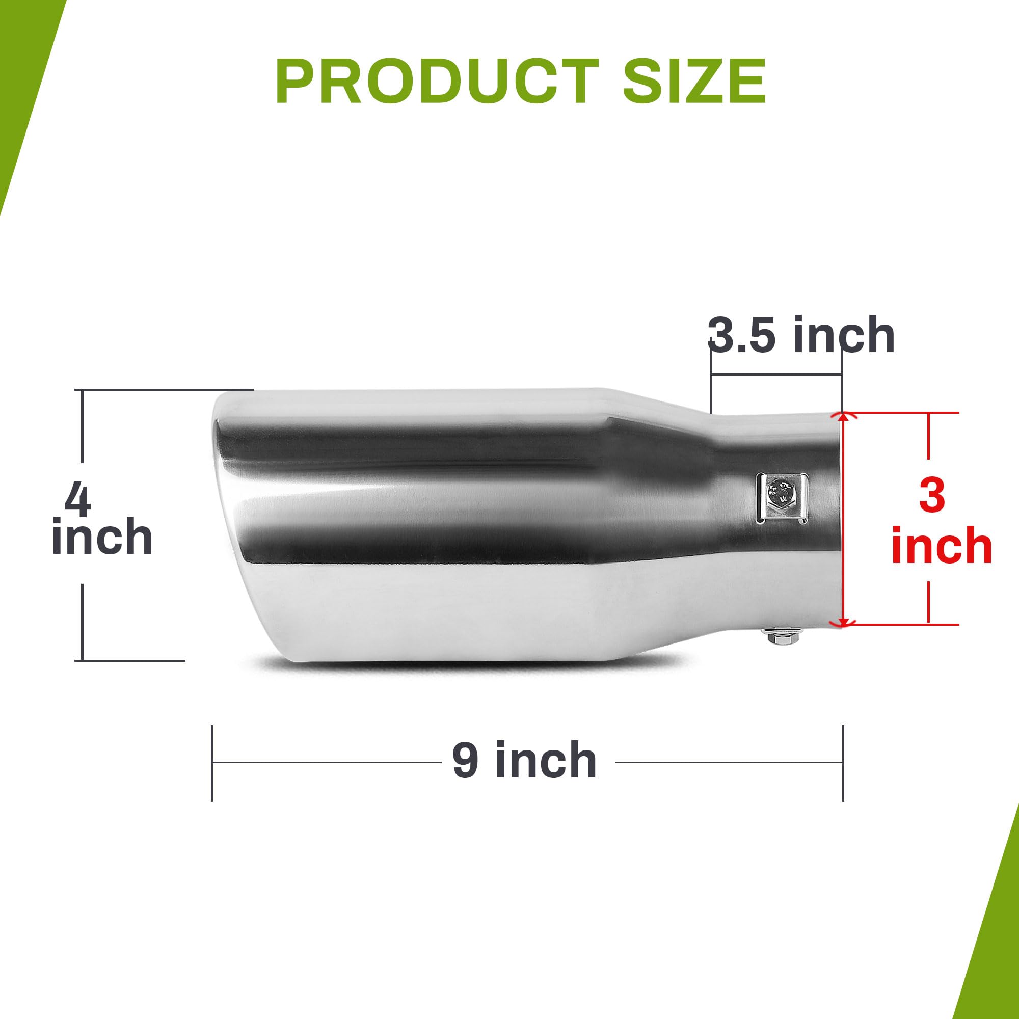 Autosaver88 1.5-2.5 Inch Chrome Exhaust Tip, 1.5''-2.5'' Inlet 4'' Outlet 9'' Long Stainless Steel Exhaust Tip With Adapters, Fi