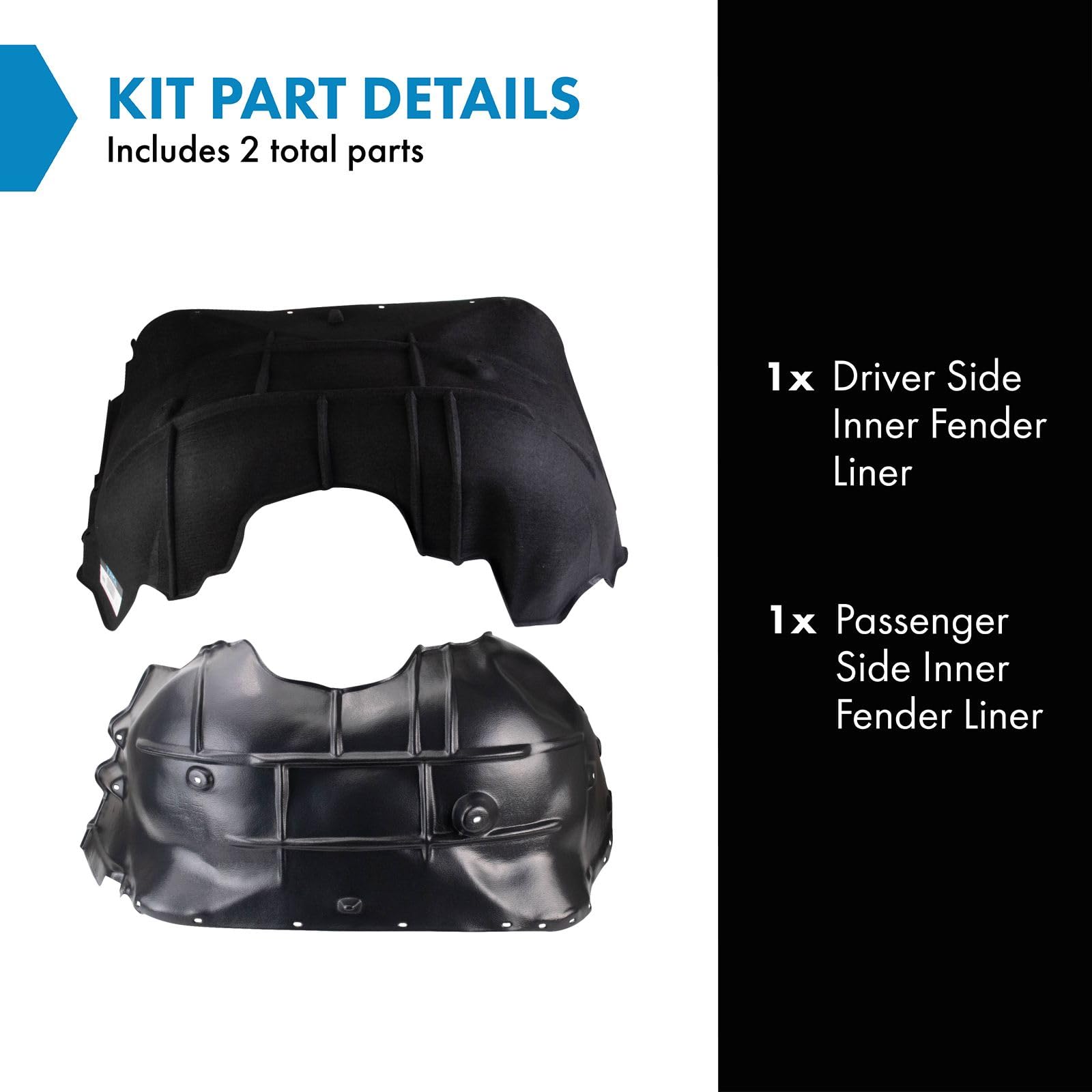 Trq Inner Fender Liner Set Compatible With 2014-2015 Chevrolet Silverado 1500 Gm1248323 Gm1249237