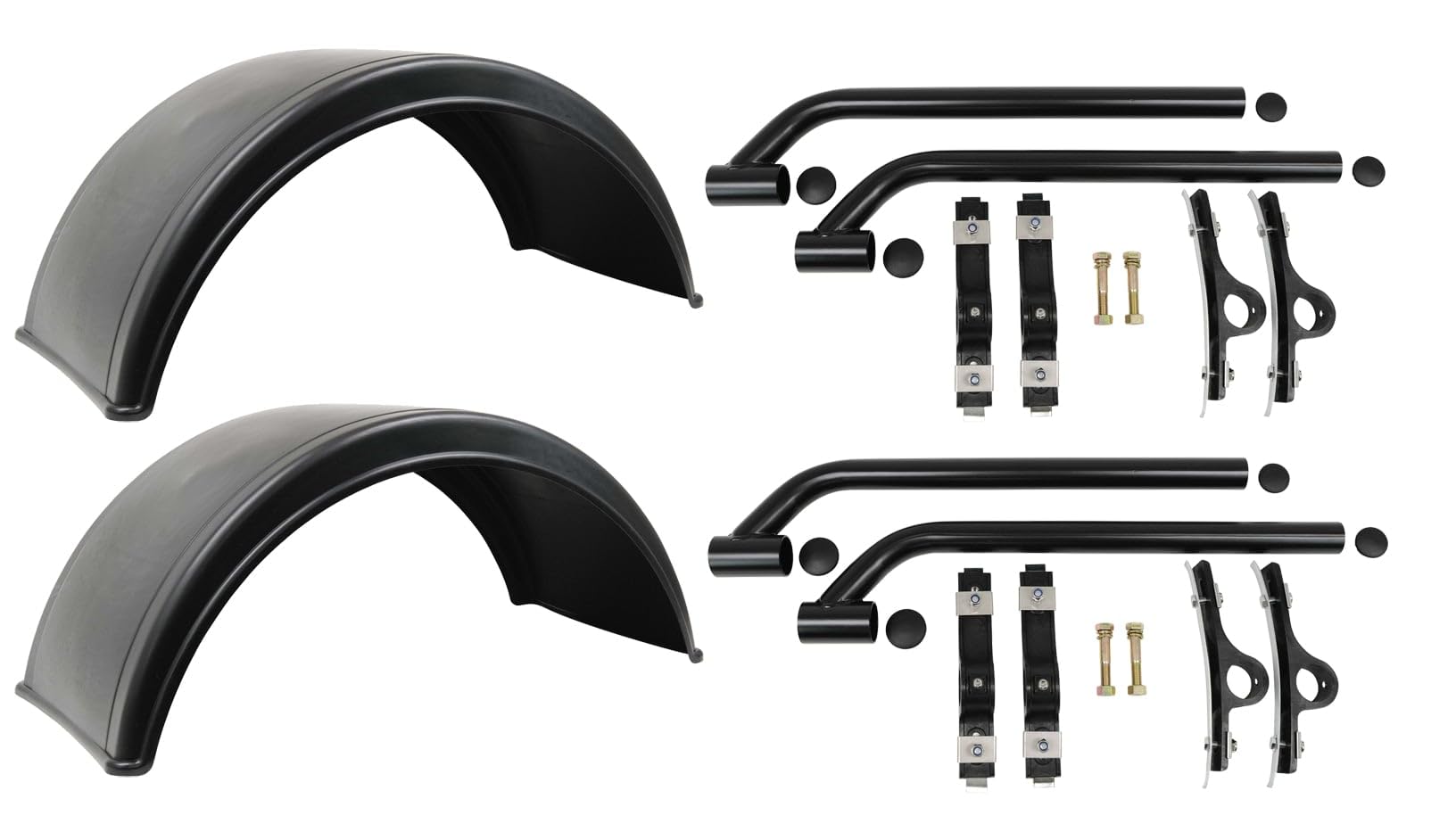 Mytee Products (4 Pc / 2 Pair) Poly Fender Kit for upto 19.5 Dual Rear Wheel Trucks - Smooth Poly Fenders with Mounting Brackets