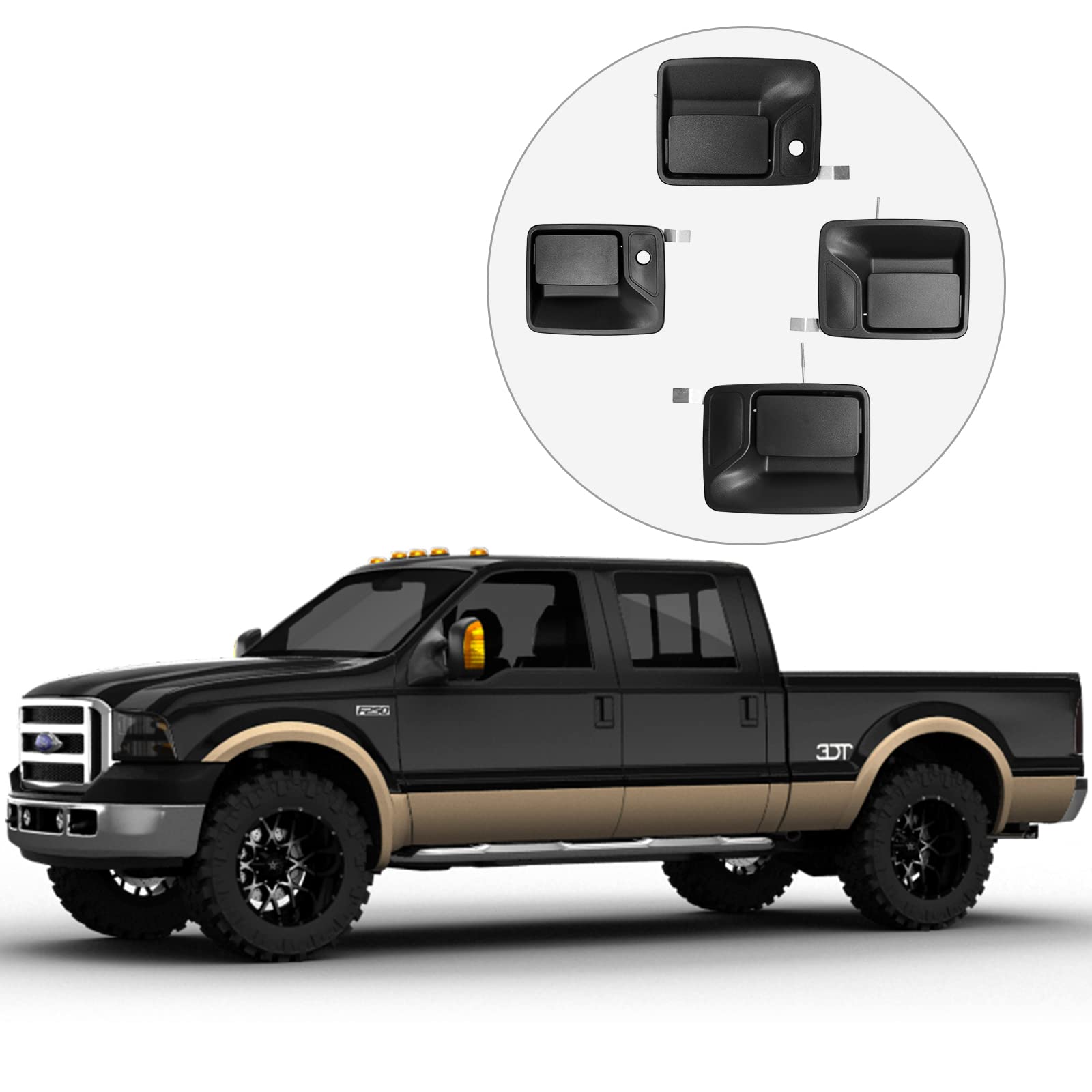 Exterior Door Handle Set, Compatible With 1999-2016 Ford F250 F350 F450 F550 Super Duty | 2000-2005 Ford Excursion & More, Outsi