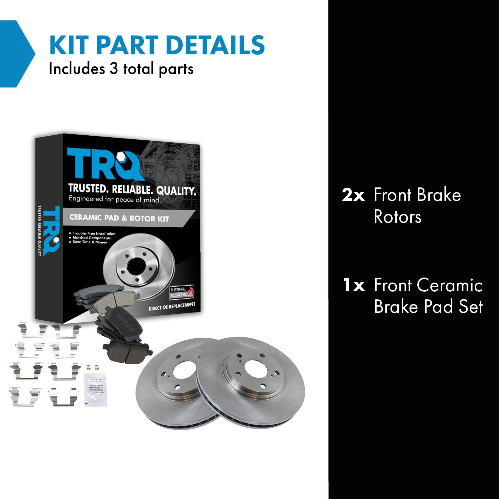 Trq Front Brake Pad & Rotor Kit Brake Pads Brake Rotor Ceramic Compatible With 1999-2001 Lexus Rx300