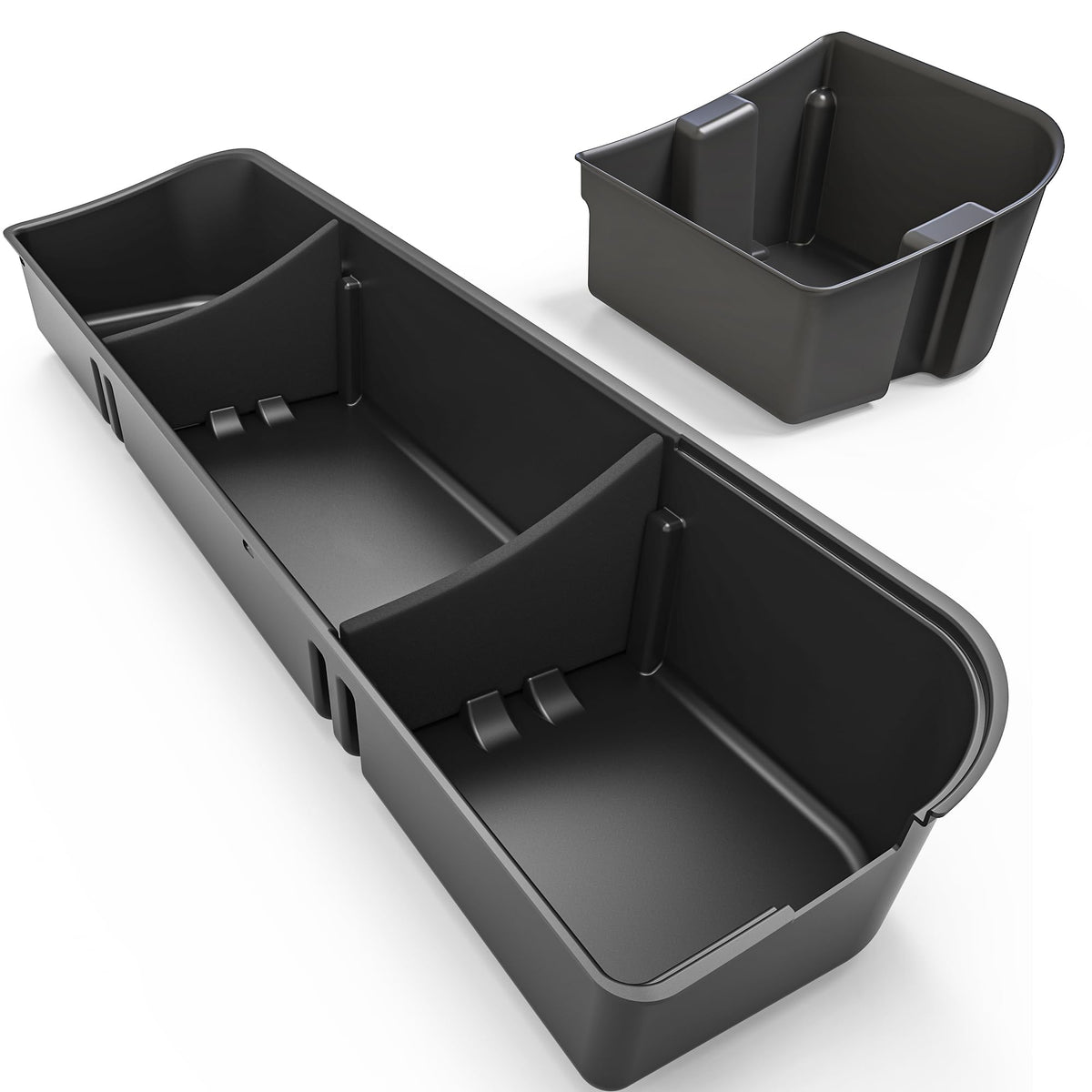 Oedro Upgraded Under Seat Storage Box Compatible With 2015-2024 Ford F150 Supercrew Cab & Crew Cab - Unique Textured Black 2-In-1 Design Max Storage (Excl. Super Cab)
