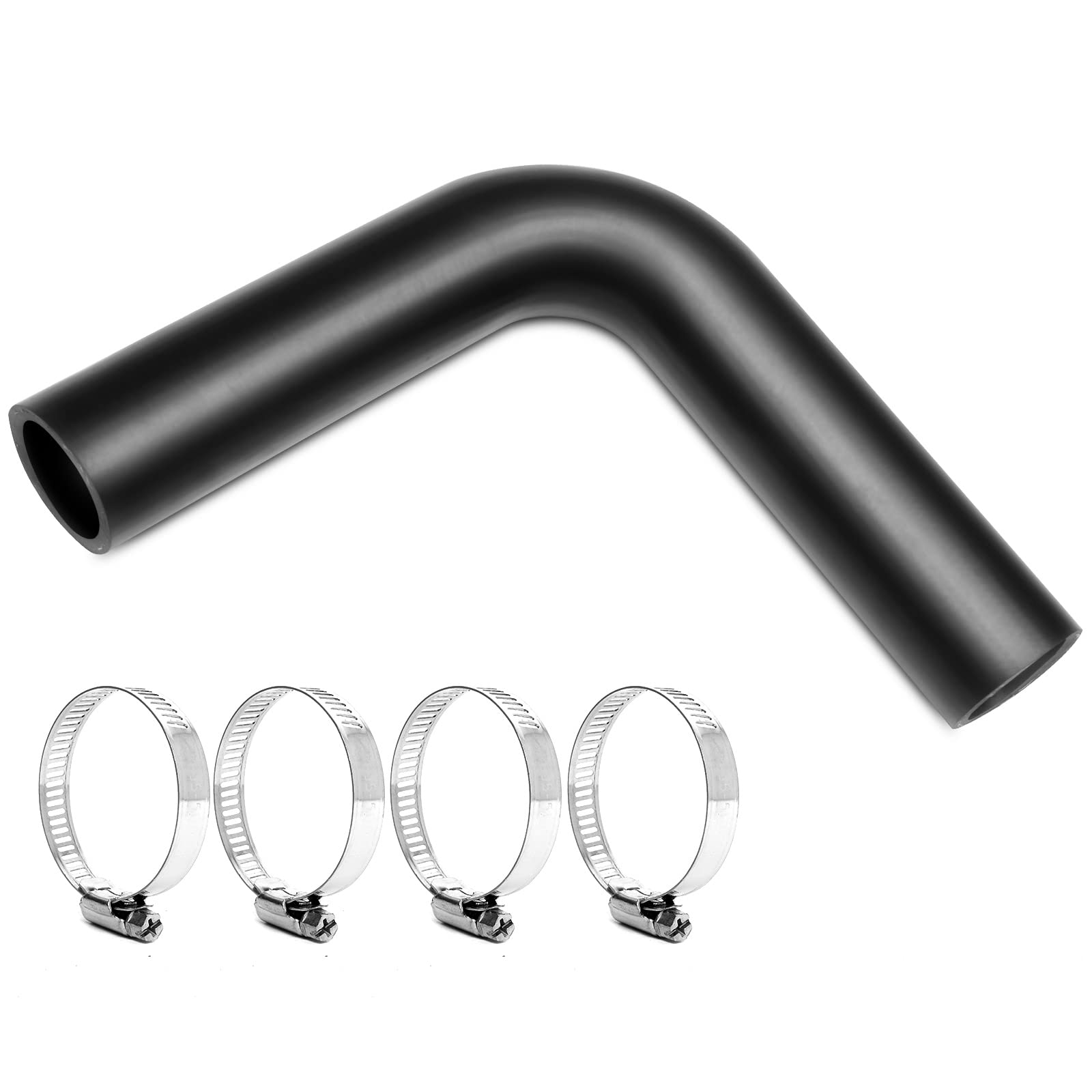 Tkkeuep Gasoline Fuel Filler Neck Hose With 4 Clamps, 2.5 Inches Inside Diameter, Reinforced Gas Tank Hose (90 Degree, 2.5'' Id)