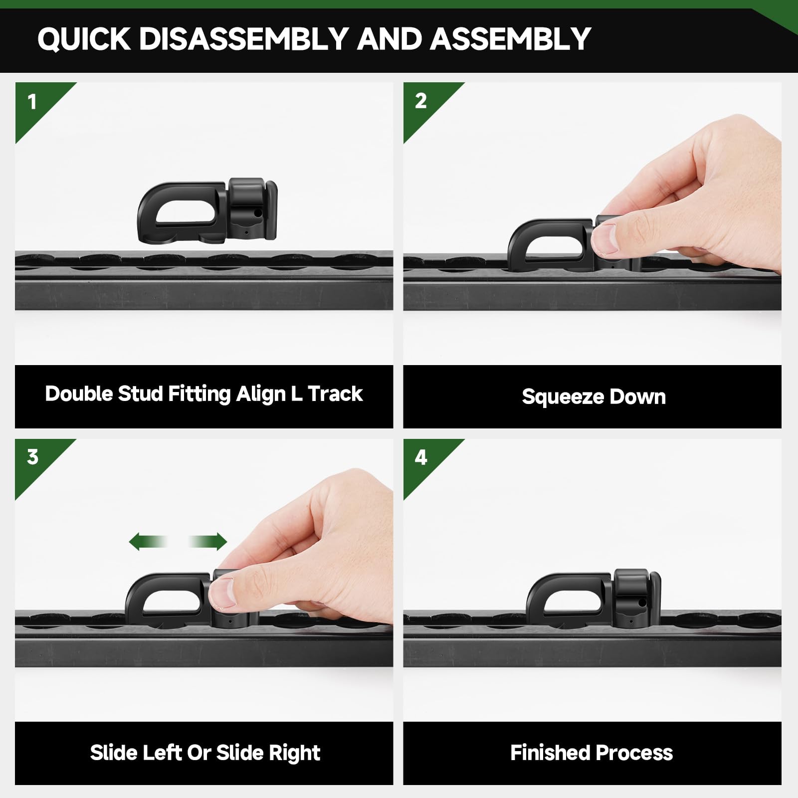 L-Track Double Stud Tie Down Fitting | Used With L Track Rail For Truck Bed,Trailer Cargo Control,Pickup,Rv,Atv,Bearing 5000Lbs Heavy Duty Steel (Pack Of 6 Black)