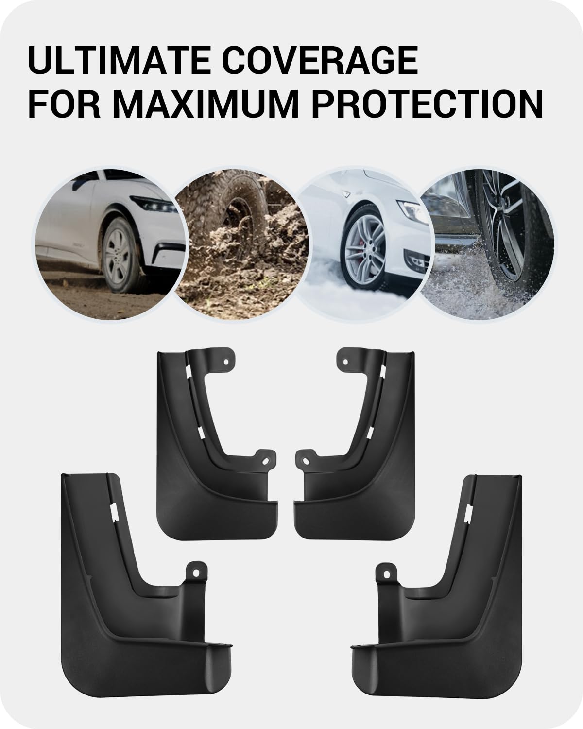 Basenor 2025 New Version Tesla Model X/Model X Plaid Mud Flaps Splash Guards No Drilling No Tape Mudguards Vehicle Tire Protecto