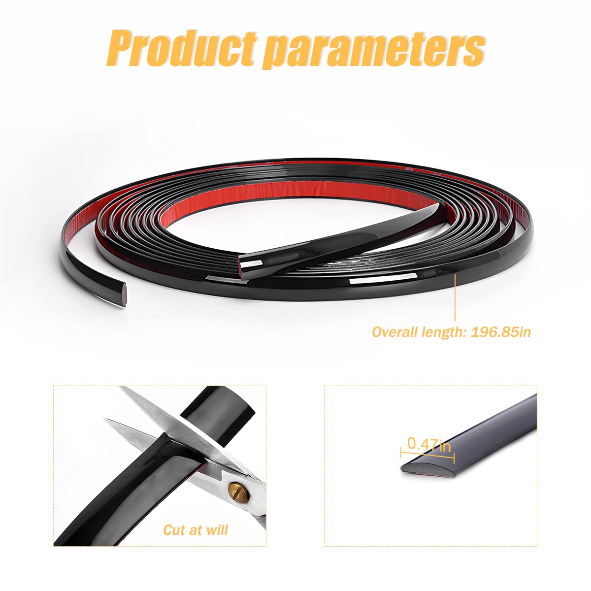 Car Interior Trim Strips, 16.5Ft/5M Chrome Strips For Cars, Side Body Chrome Trim Strip, Automotive Chrome Trim Molding For Car,