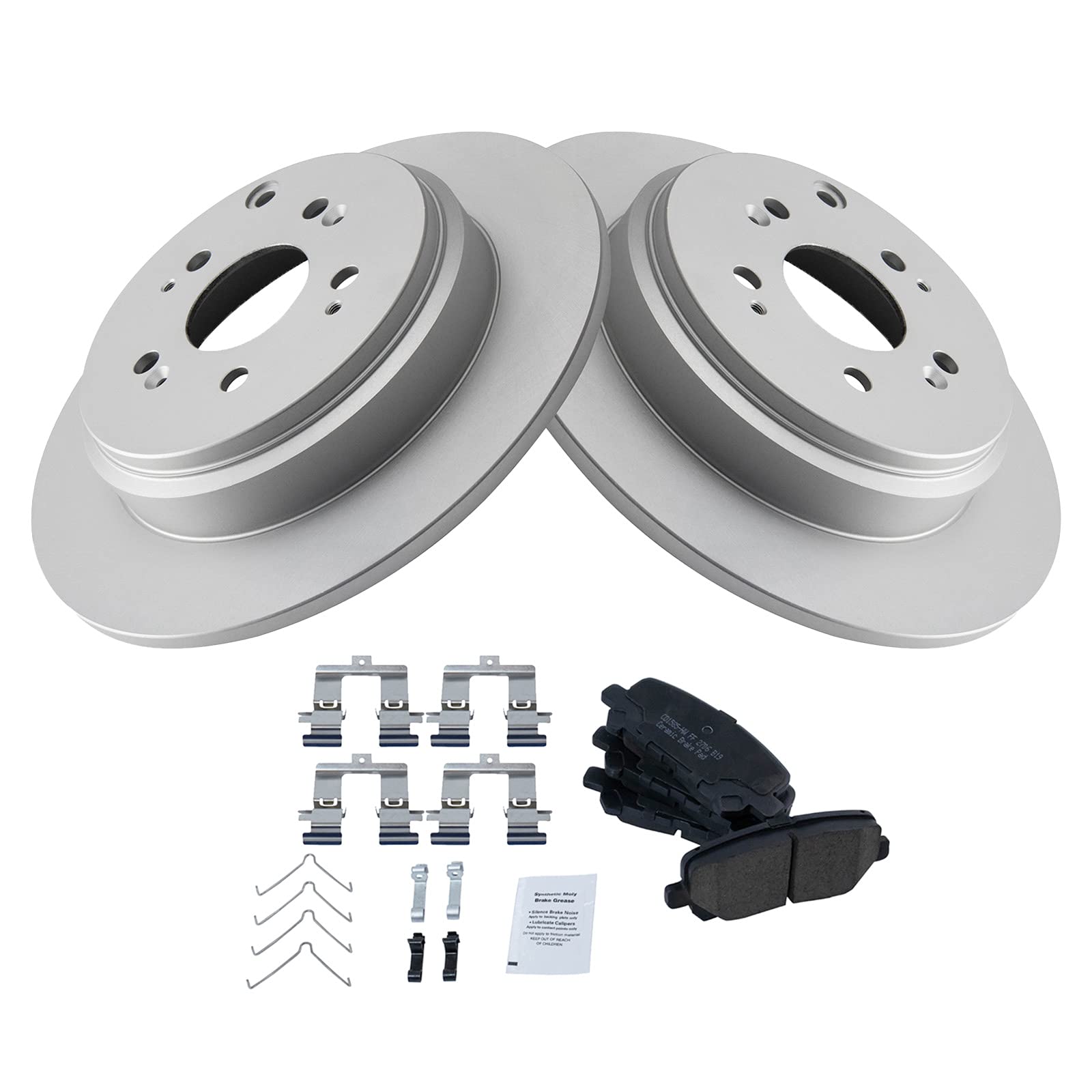 Trq Rear Brake Pad & Rotor Kit Brake Pads Brake Rotor Ceramic Solid Premium G-Coated Compatible With 2007-2013 Acura Mdx 2010-20