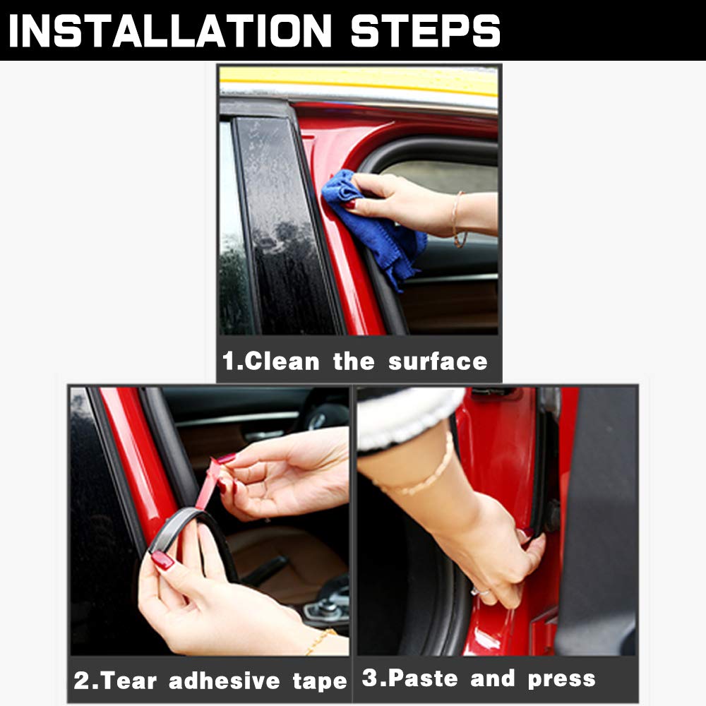 Universal Car Weather Stripping, Self-Adhesive Auto Door Rubber Seal Strip, Engine & Window Noise Insulation (47/100 X 2/5 X 33 Feet)