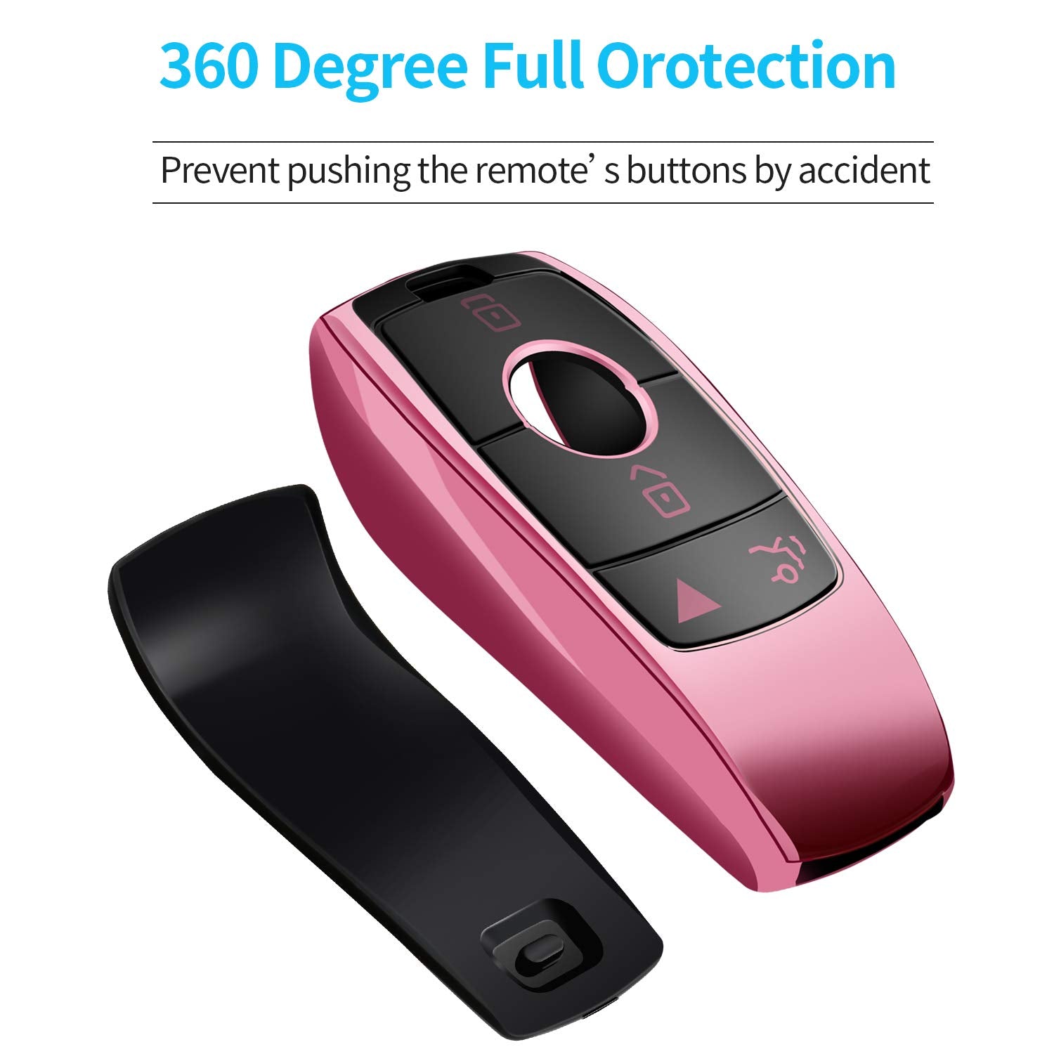 Compatible With Mercedes Benz Key Fob Cover With Keychain,Soft Tpu 360 Degree Protection Key Shell Case For 2019-2021 A-Class C-Class G-Class 2017-2020 E-Class S-Class (Pink)