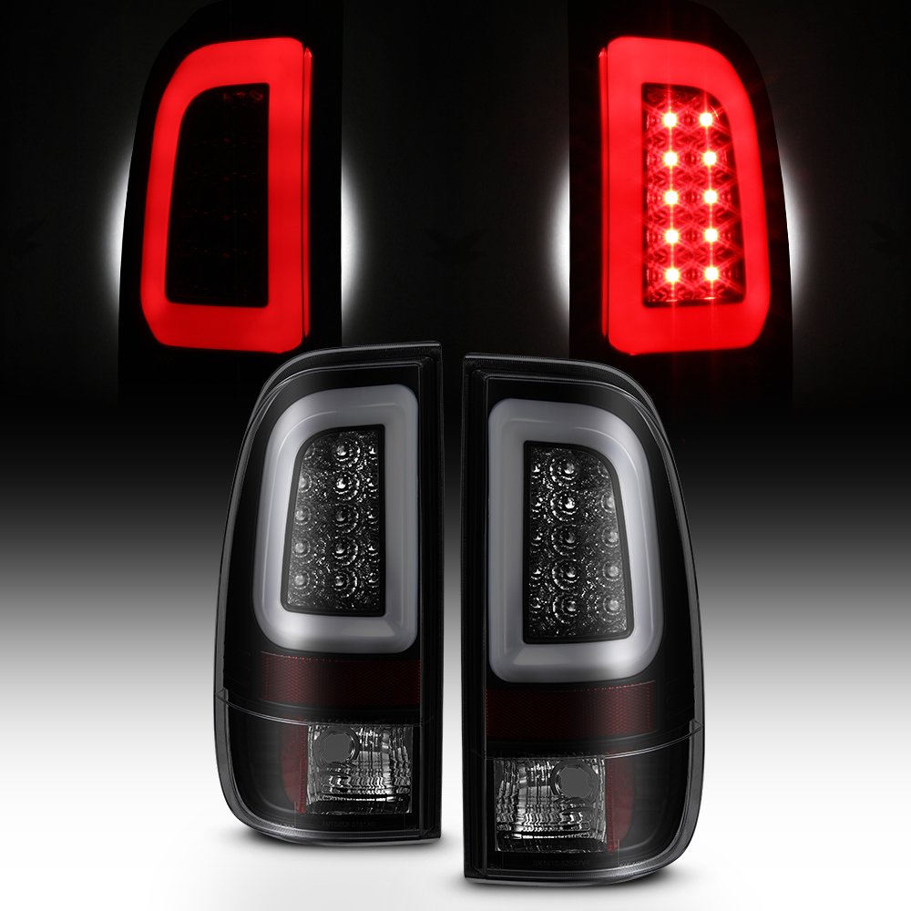 Akkon - [Led Tube] For Black Smoked 1997-2003 F150 | 1999-2007 F250 F350 F450 F550 Superduty Tail Lights Brake Lamps Pair