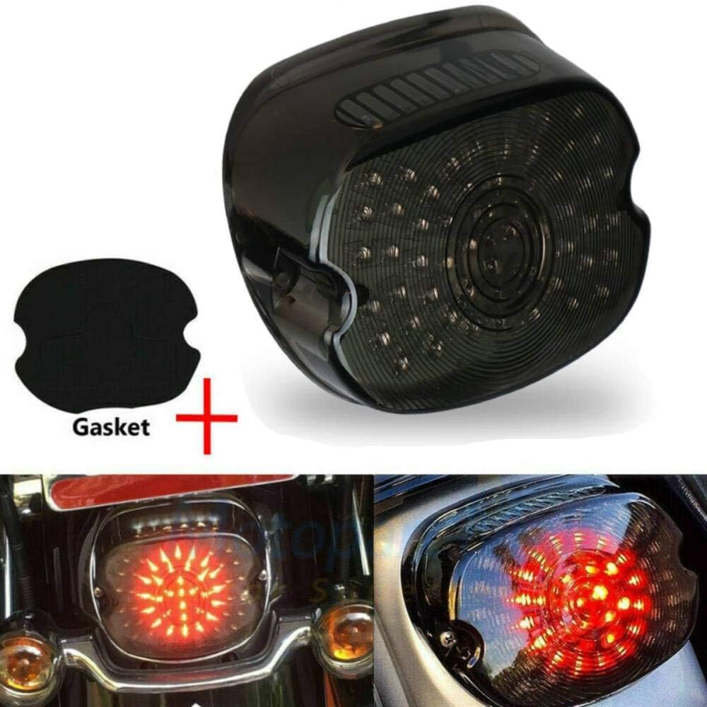 Mzs Motorcycle Tail Light, Led Turn Signal Integrated Brake Taillight Low Profile Smoke Compatible With Sportster Softail Dyna R