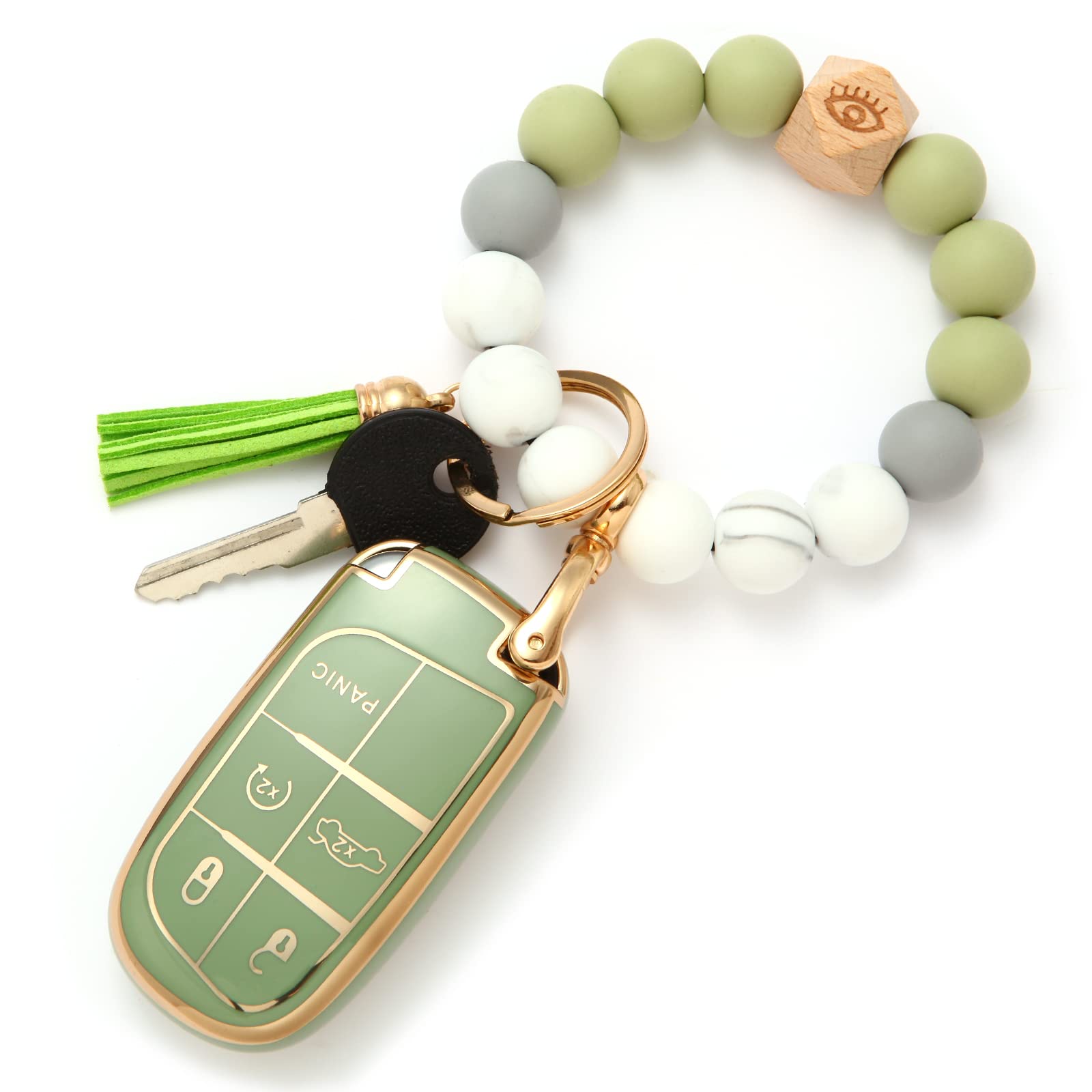 For Jeep Accessories Wristlet Key Fob Cover, Anti-Fingerprint Special Tpu Key Case,Compatible With Grand Cherokee Renegade Dodge