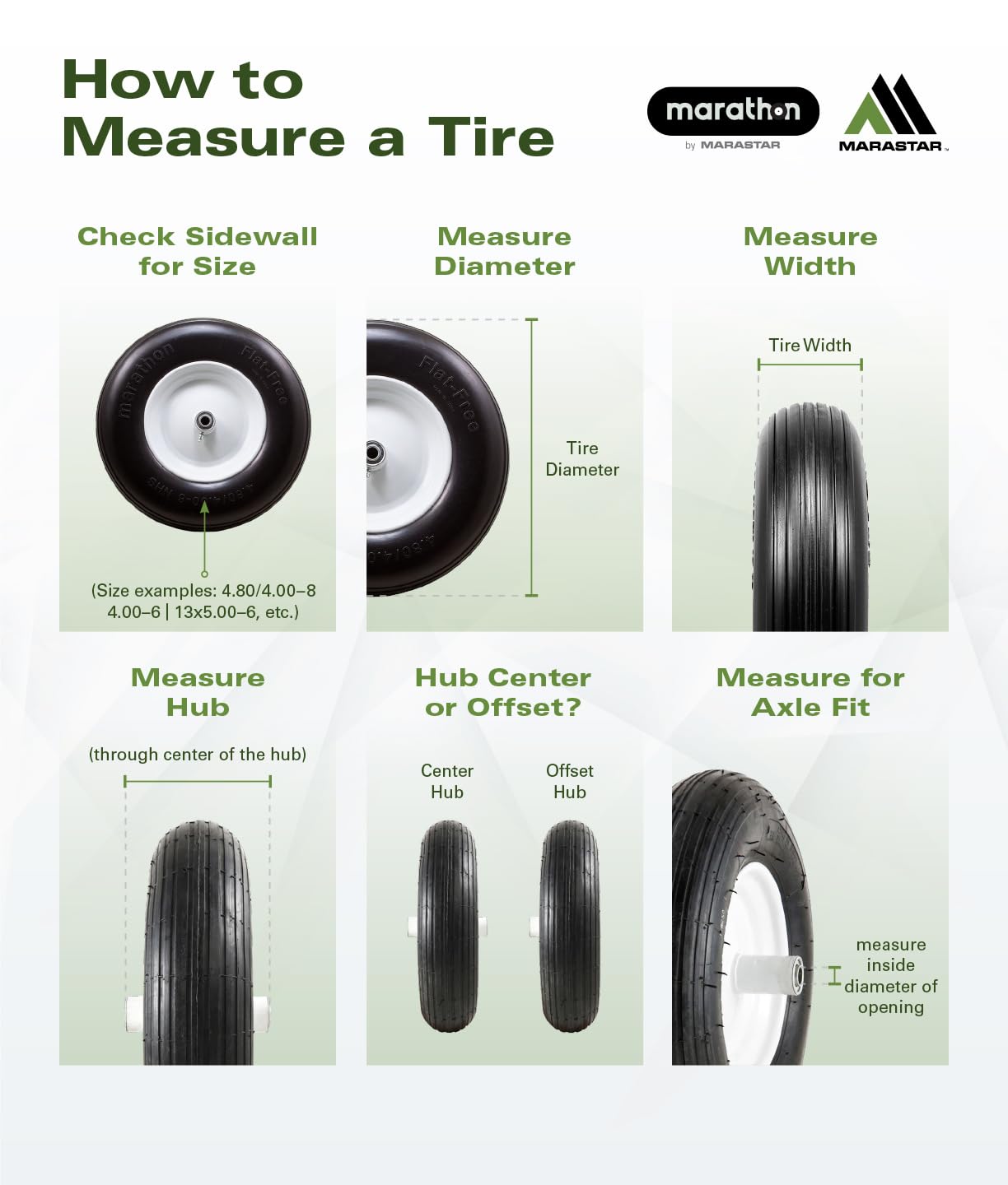 Marathon 4.10/3.50-4&quot; Pneumatic (Air Filled) Hand Truck / All Purpose Utility Tire on Wheel, 2.25&quot; Offset Hub, 5/8&quot; Bearings
