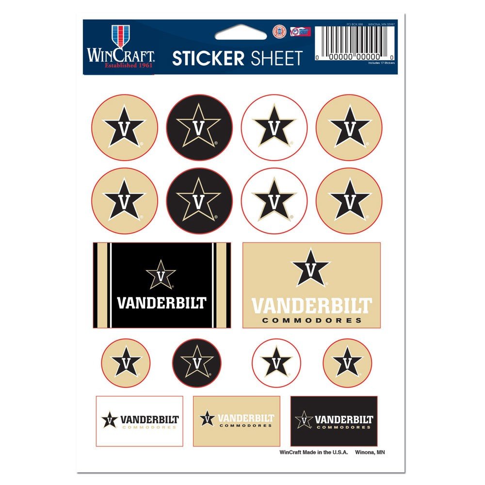 WinCraft NCAA Vanderbilt University Vinyl Sticker Sheet, 5' x 7'