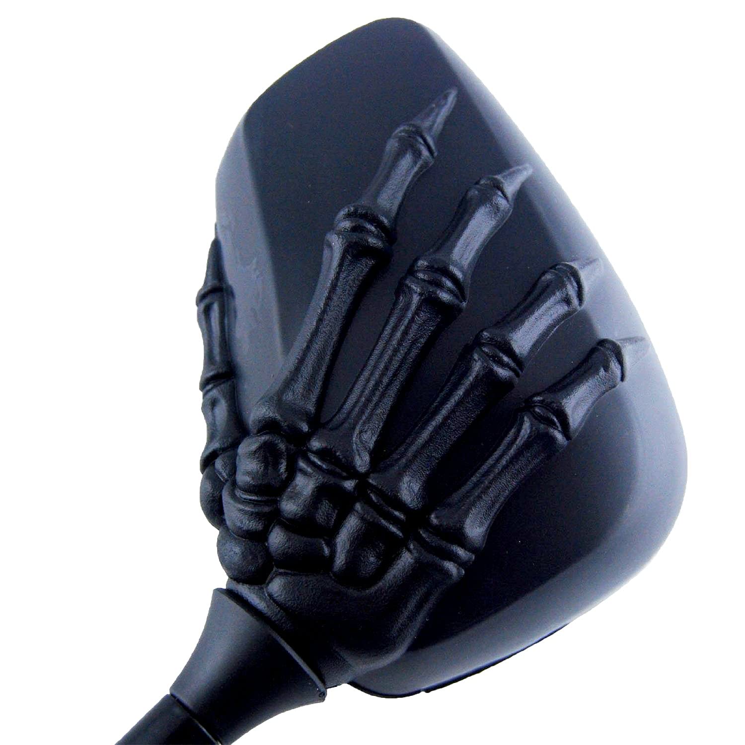 Pairs Of Distinctive Skull Skeleton Hand 8Mm 10Mm Rearview Side Mirror For Motorcycle Scooter Moped Bike Standard Bike (Black)