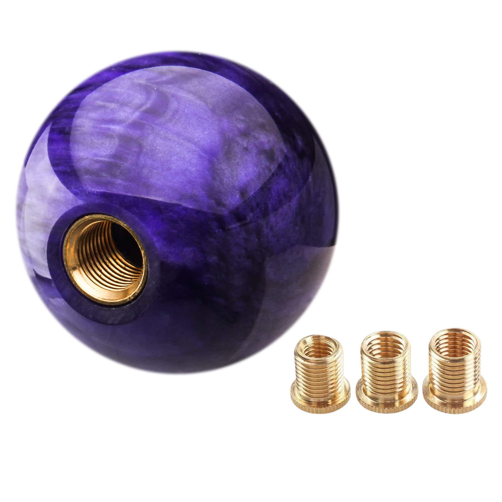 Yiuiy Round Ball Shift Knob Universal Marble Style Gear Shift Knob 5 6 Speed For Manual Automatic Vehicles With Adapters (Purple