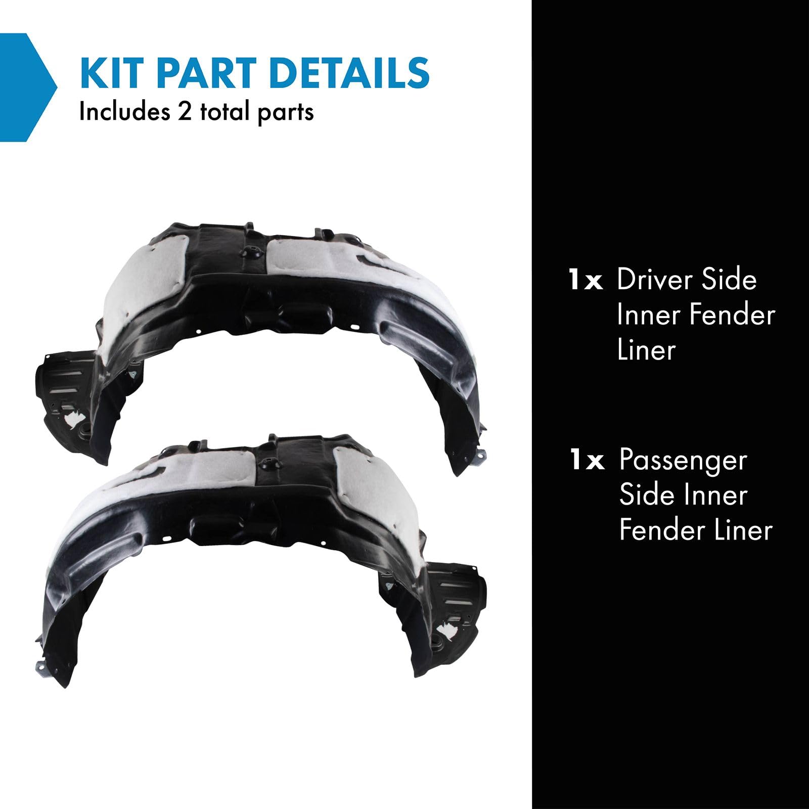 Trq Inner Fender Liner Set Compatible With 2013-2017 Lexus Ls460 2013-2016 Ls600H Lx1248131 Lx1249131