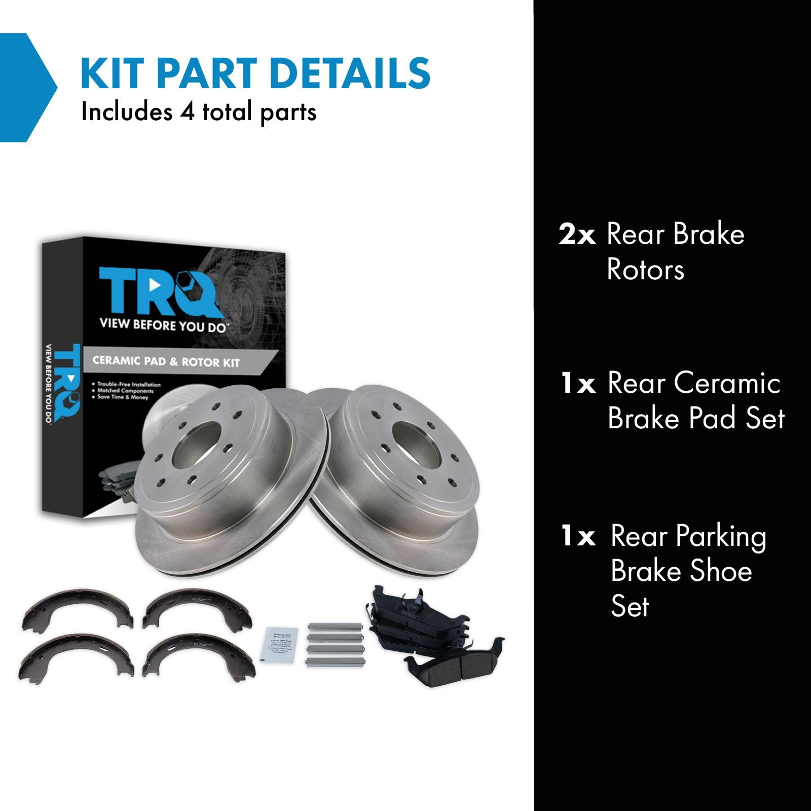 Trq Rear Ceramic Brake Pad & Rotor Kit Compatible With 2009-2010 Ford F-150
