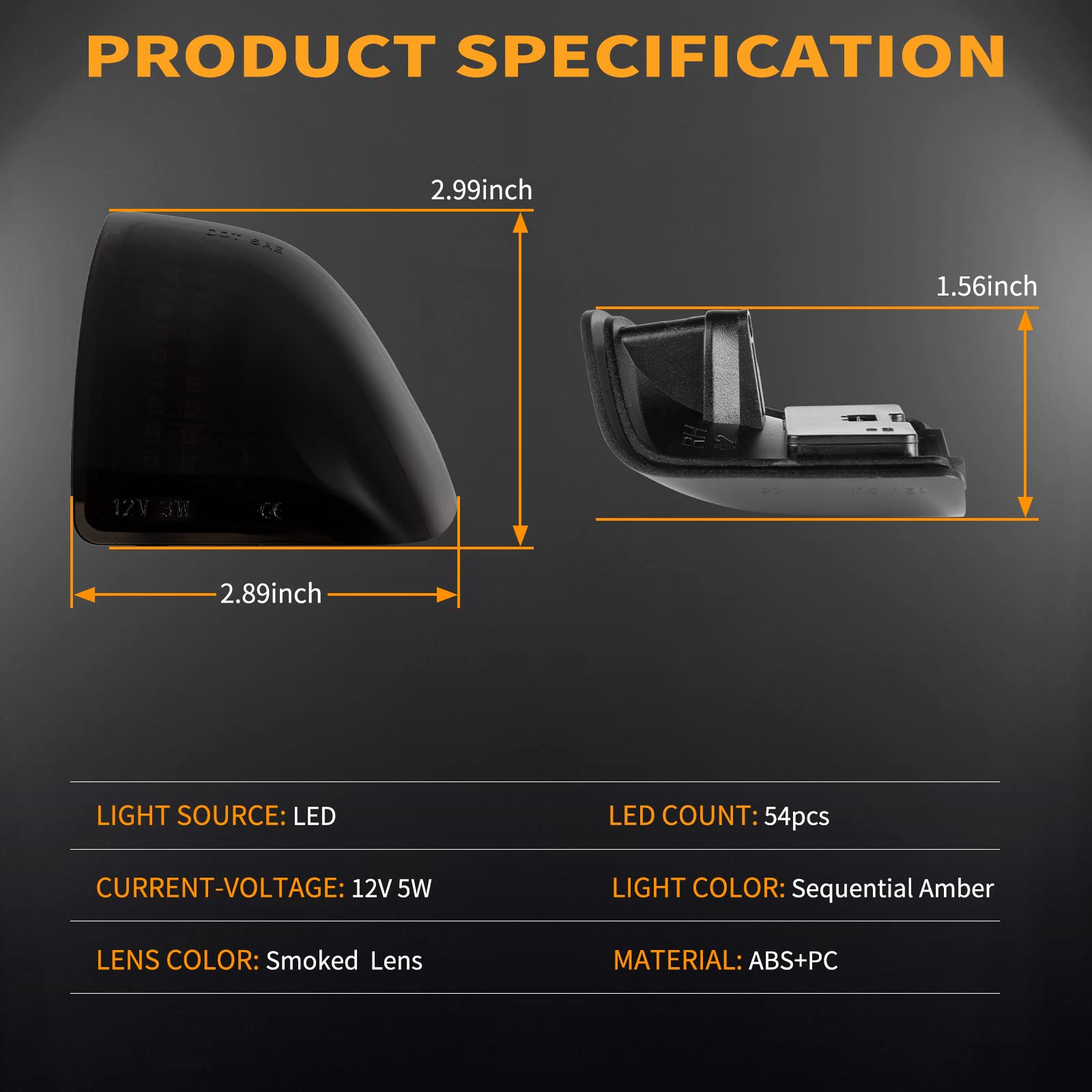 Gempro Led Sequential Side Mirror Turn Signal Light Compatible With 2010-2018 Dodge Ram 1500 2500 3500 4500 5500 Tow Mirror Lamp