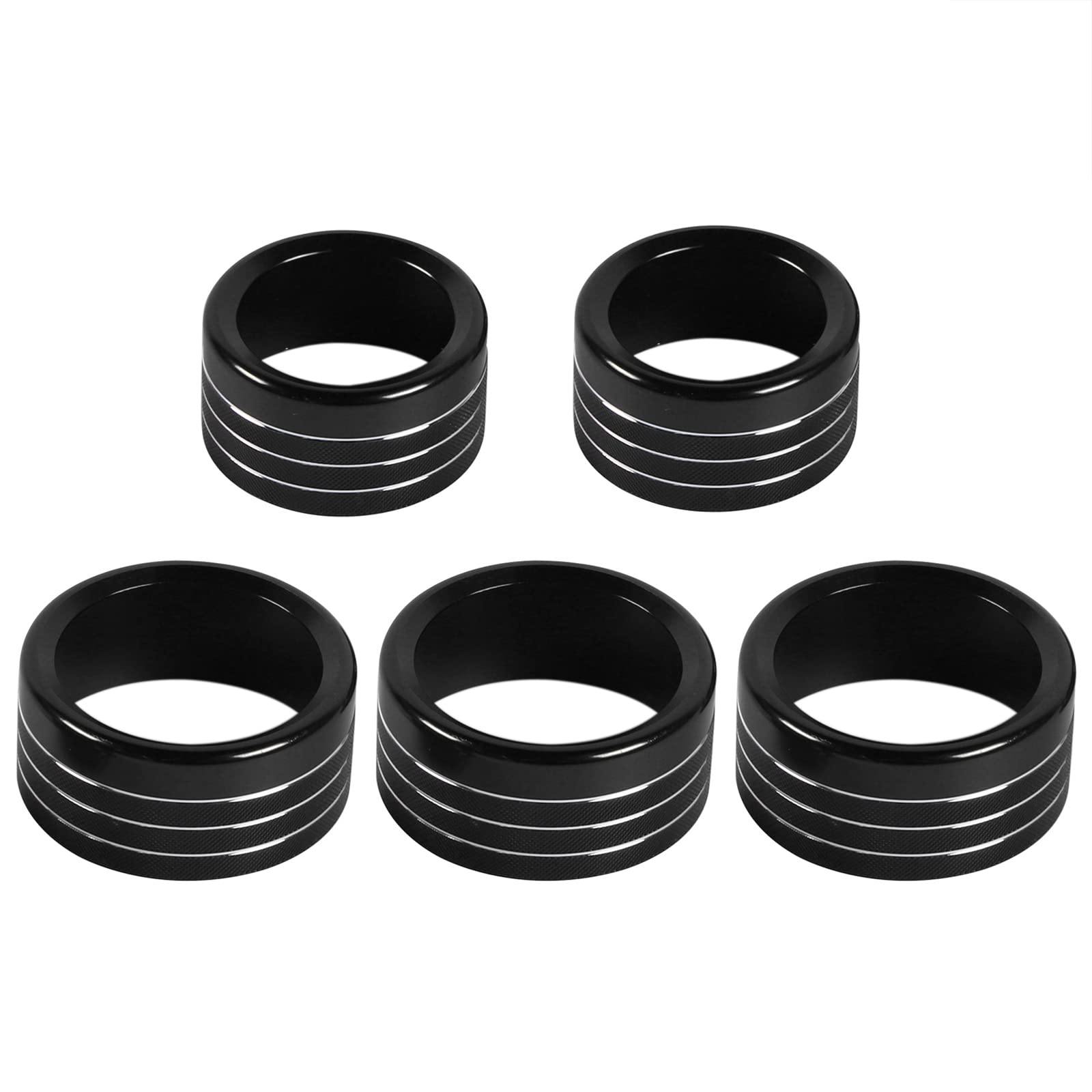 Voodonala for Dodge RAM Aluminum Center Console AC Radio Switch Knob Cover for 2018-2025+ Dodge RAM, 5pcs Black