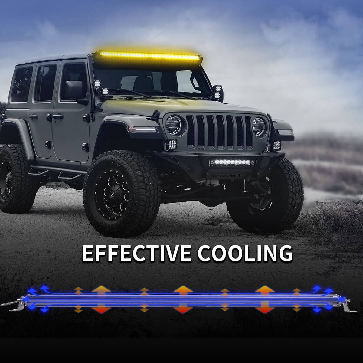 Lasfit 42 Inch Amber Light Bar, Single Row Led Light Bar, Ip67 Waterproof Offroad Driving Light, Spot Flood Combo Amber Led Bar