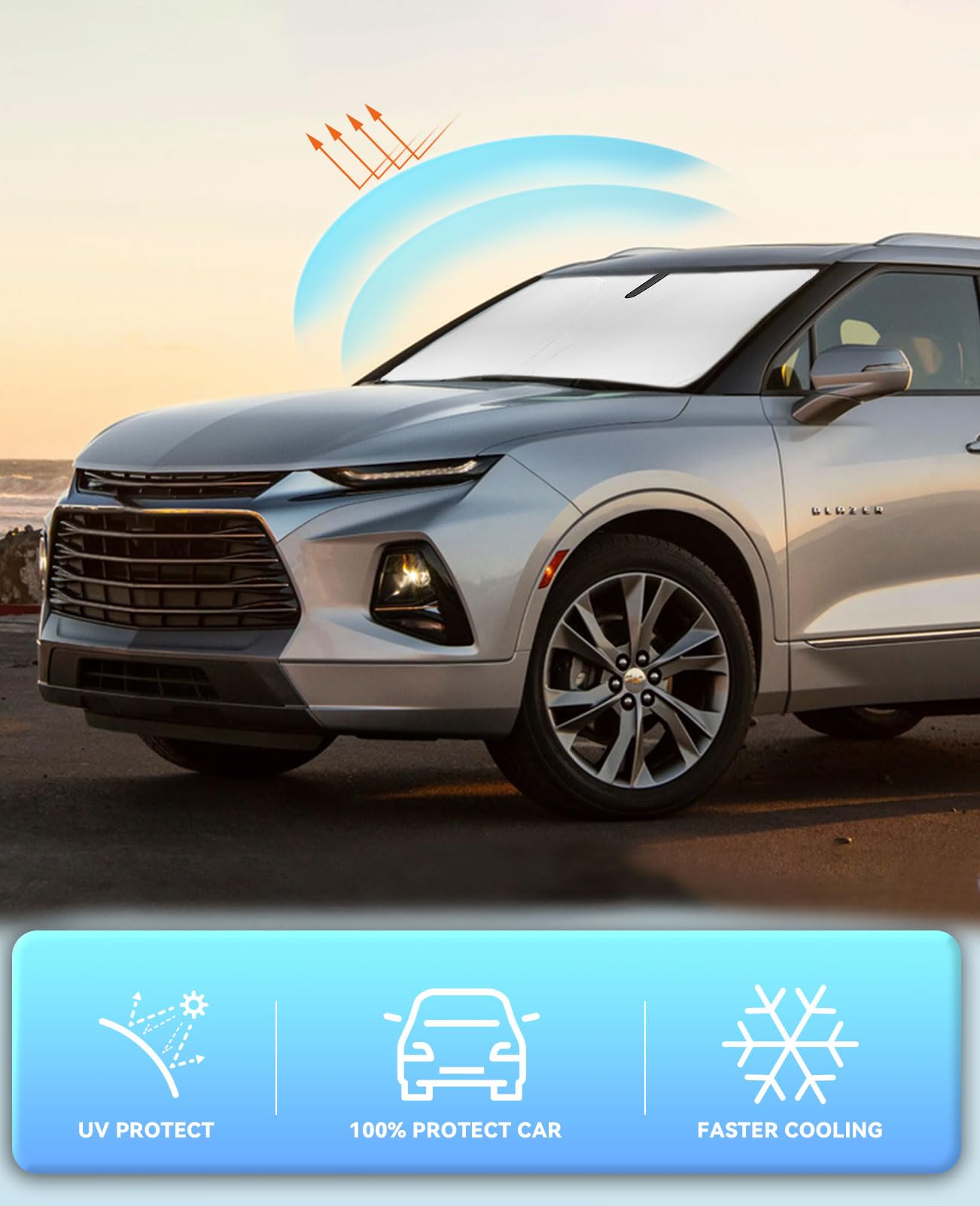 Sunshade Cover For Chevy Blazer Windshield Sun Shade For 2019-2023 2024 2025 Chevy Chevrolet Blazer Accessories Window Shields S