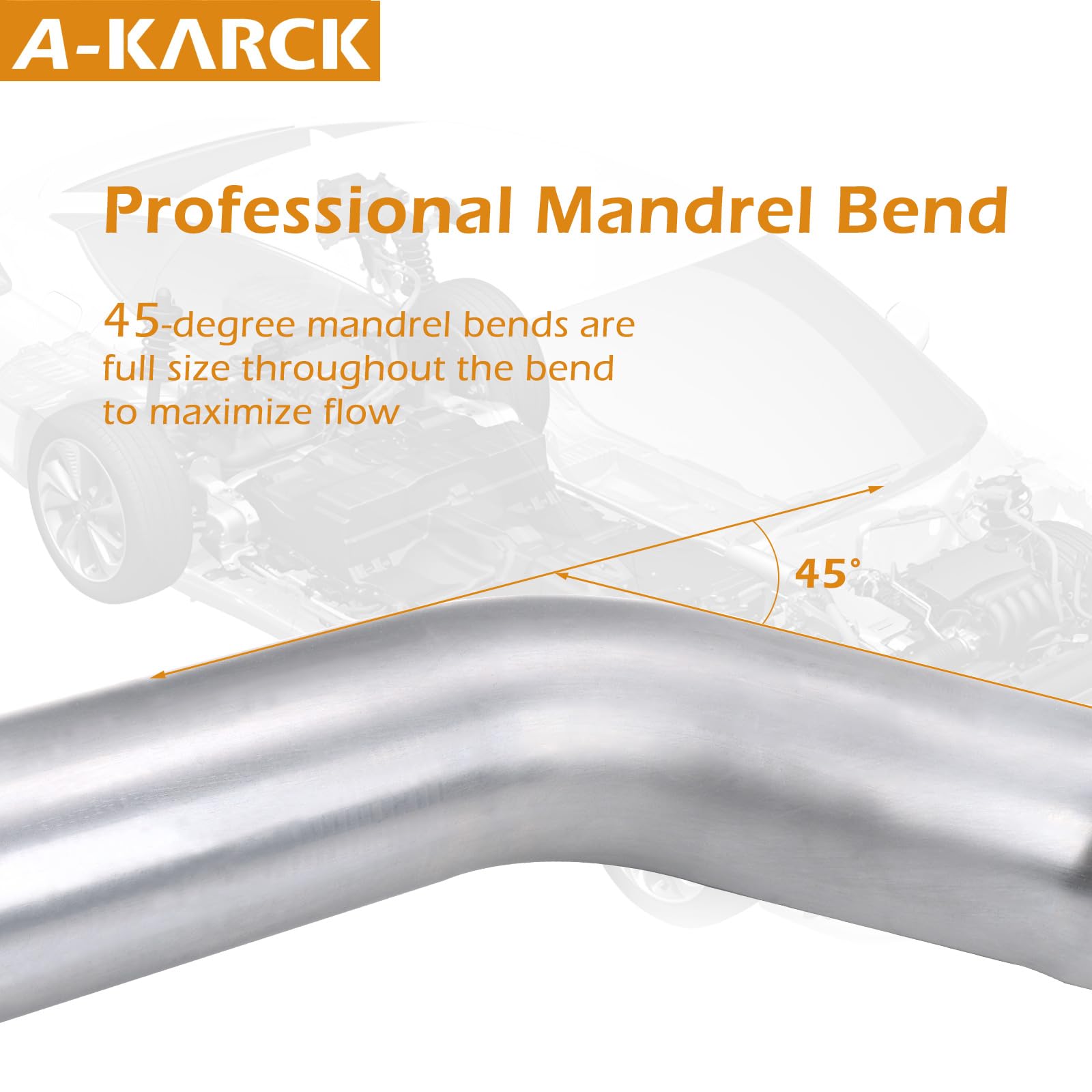 A-Karck Exhaust 45 Degree Tube 3'' Od, Mild Steel Exhaust Pipe Mandrel Bend, Custom Your Own Exhaust System