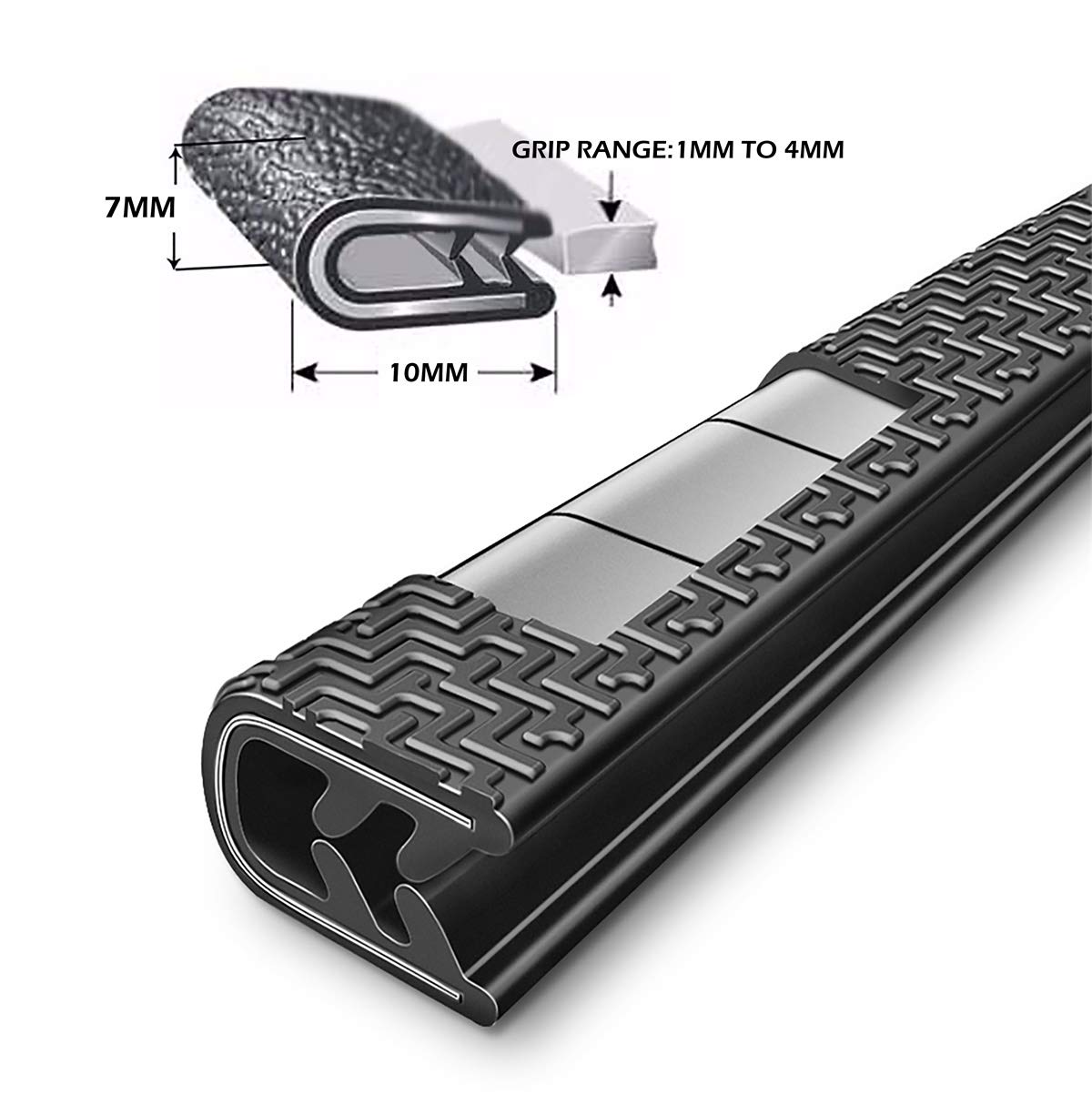 33Ft(10M) Long Car Door Edge Guards,U Shape Edge Trim Rubber Seal Protector Rubber Car Door Protector Car Protection Door Edge Anti-Collision Rubber Clips Fit For Most Car| Black |