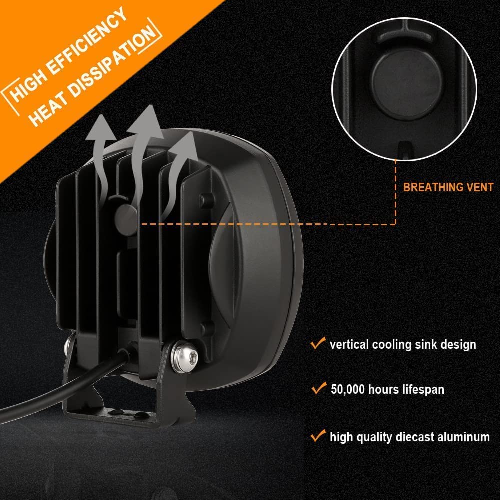 Biglion.X 5Inch 160W Round Led Driving Lights Off Road Spot Lights Offroad Driving Light Bar 18800Lm With Wiring Harness Waterpr