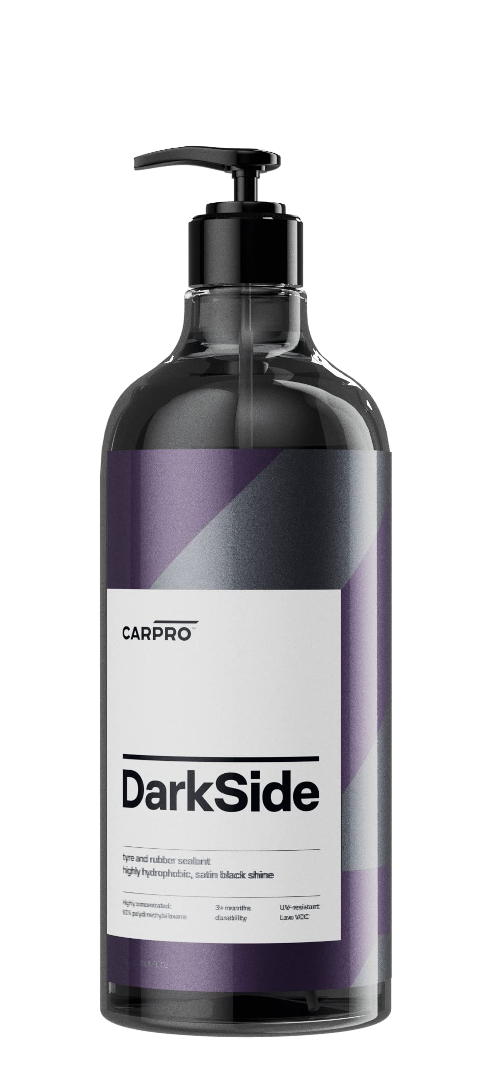 Carpro Darkside - Tire & Rubber Sealant, Hydrophobic & Self-Cleaning, Satin Black Shine, Uv Protection, Revives Dull Faded Rubber, Ready To Use - Liter (34Oz)