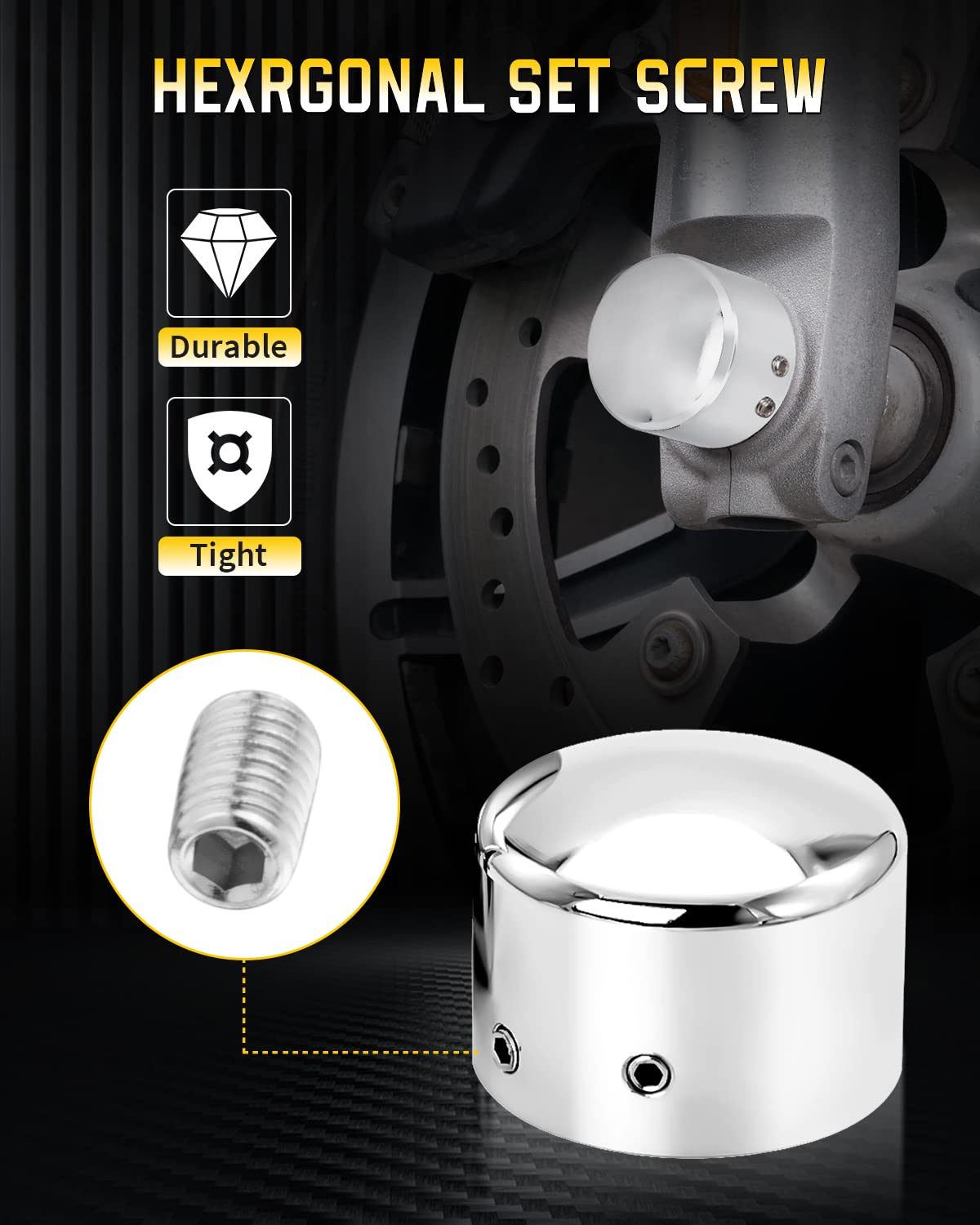 Anonemoto Chrome Front Axle Nut Covers, Front Axle Caps Compatible With Harley Davidson 2002-2024 Vrsc Softail Dyna Super Glide
