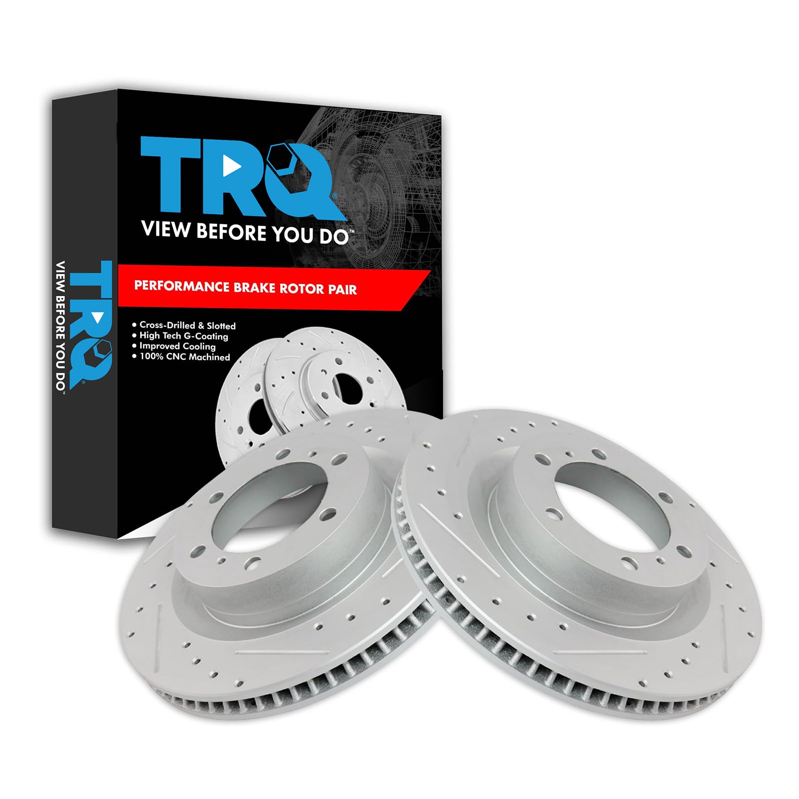 Trq Front Performance Brake Rotors Set Premium G-Coated Compatible With 2010-2022 Lexus Gx460 Toyota 4Runner