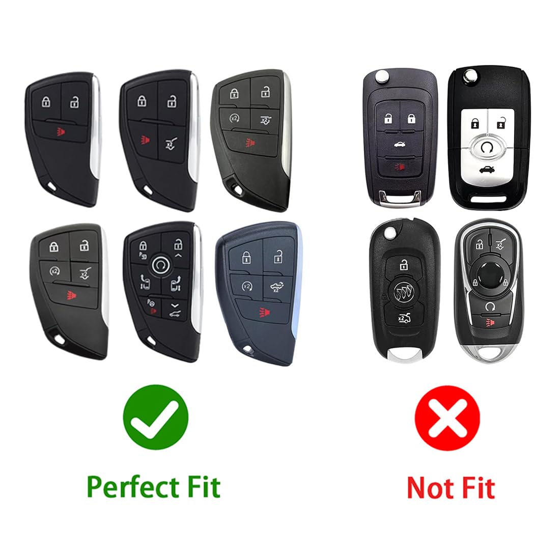 Noreyvis Zinc Alloy Smart Key Fob Case Cover Holder Shell With Keychain Compatible For Chevrolet Suburban Tahoe Gmc Yukon 3/4/5/6 Buttons 2021 2022 (Gray)