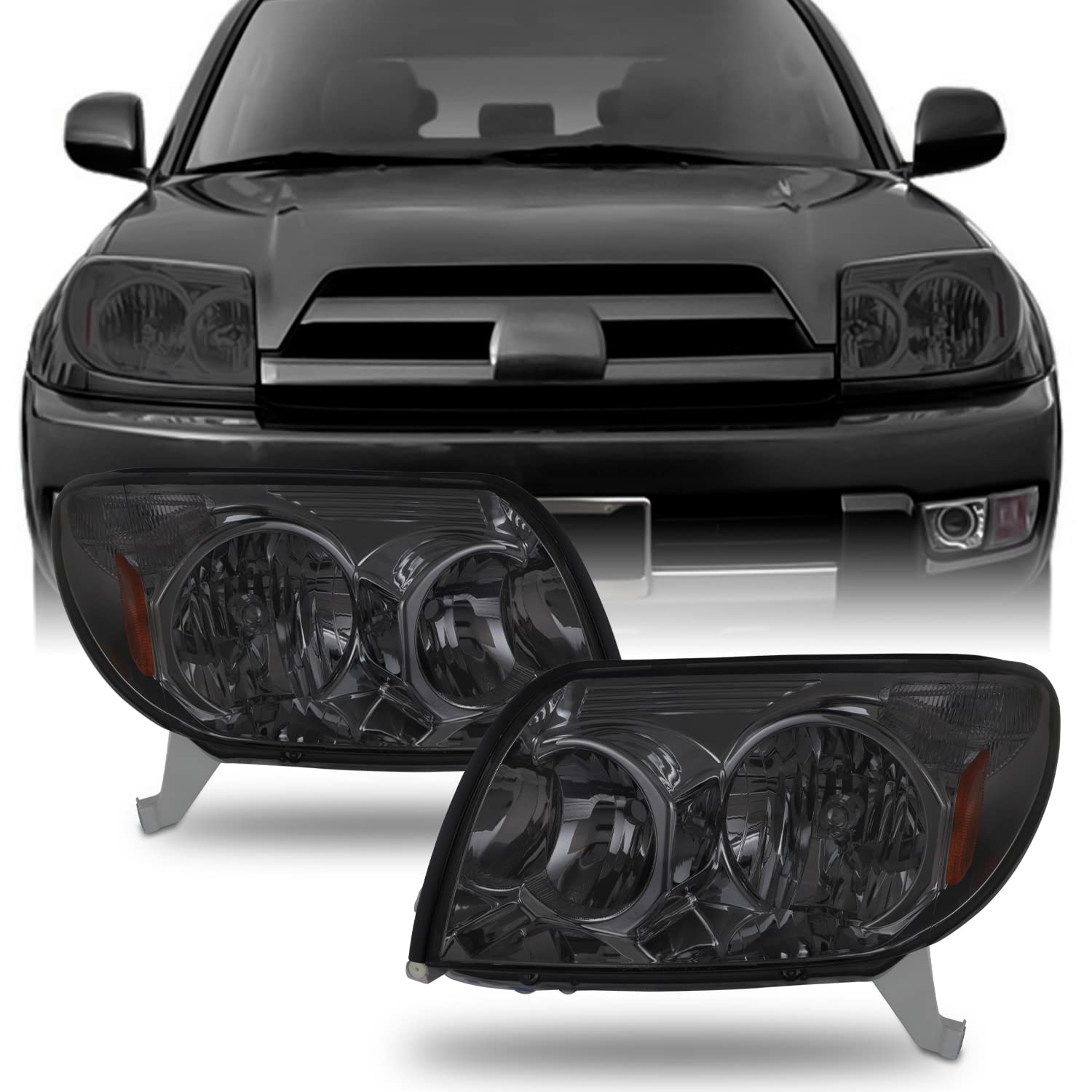 Akkon - For Toyota 4Runner Sport Suv Oe Replacement Smoked Headlights Driver/Passenger Head Lamps Pair New