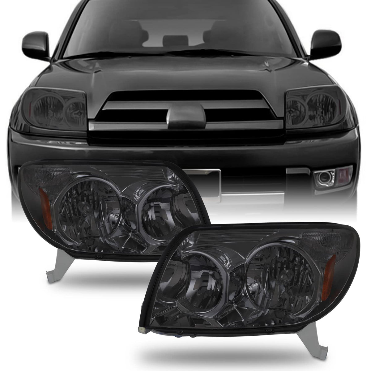 Akkon - For Toyota 4Runner Sport Suv Oe Replacement Smoked Headlights Driver/Passenger Head Lamps Pair New