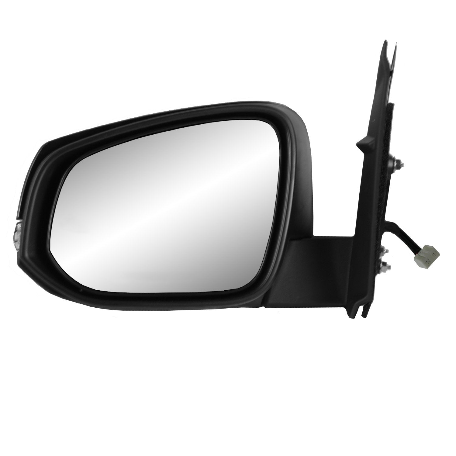 Driver Side Mirror for Toyota Tacoma, Textured Black w/Chrome Cover, w/Turn Signal, Foldaway, w/o Puddle lamp, w/o spot Mirror, w/o Blind spot Detection System, Heated Power