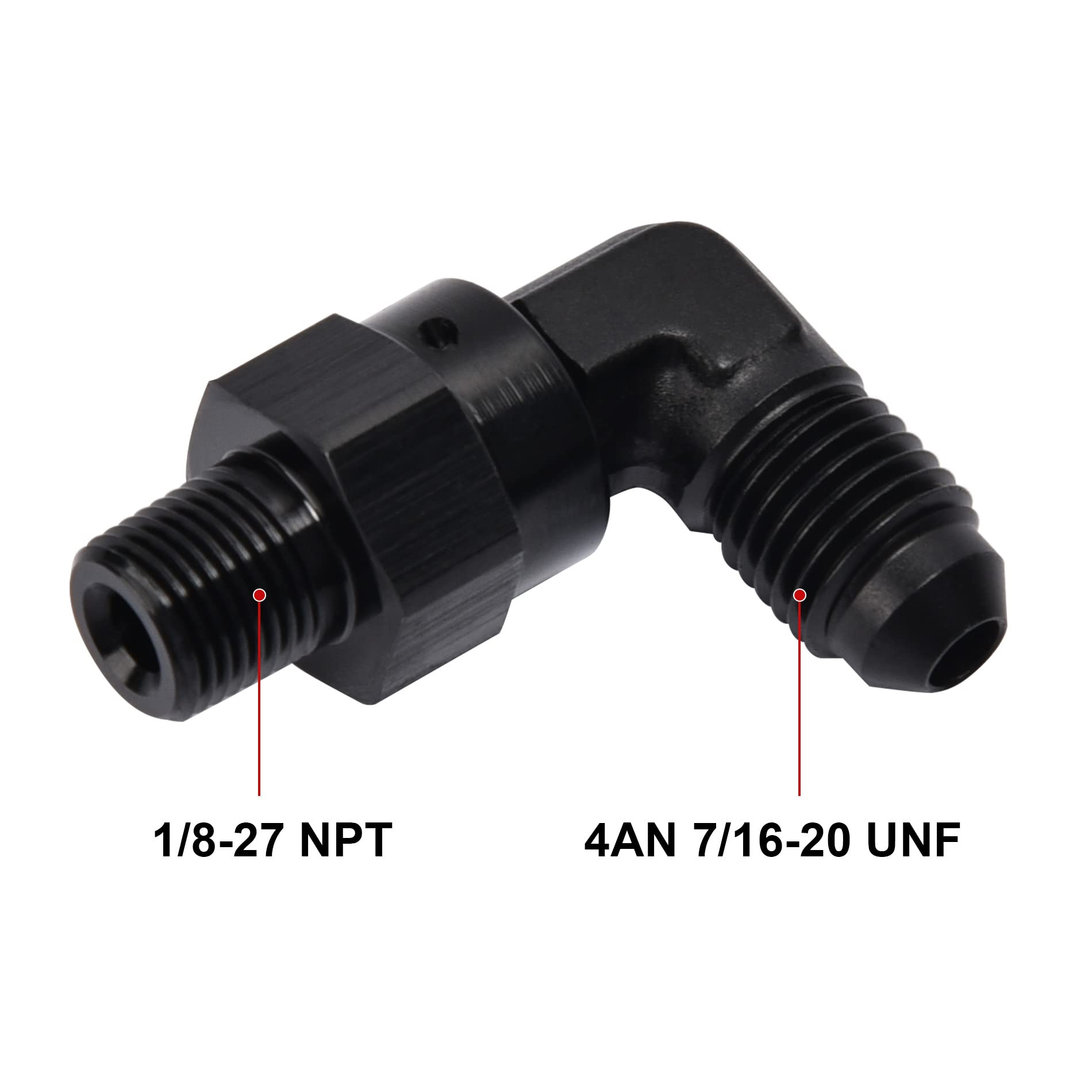 Evil Energy 4An Male Flare To 1/8 '' Npt 90 Degree Swivel Fitting Adapter Aluminum Black