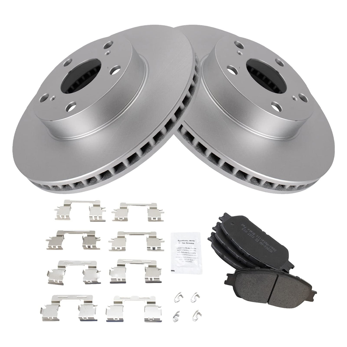 Trq Front Brake Pad & Rotor Kit Brake Pads Brake Rotor Semi-Metallic Premium G-Coated Compatible With 2005-2015 Toyota Tacoma