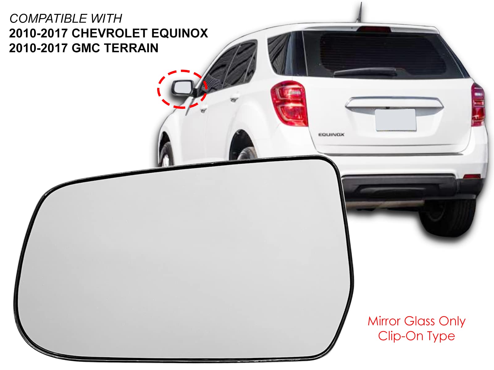 Apa Replacement For Exterior Rear View Mirror Glass Non-Heated 2010-2017 Equinox Terrain Driver Left Side 23467347 20815185 Gm1324125