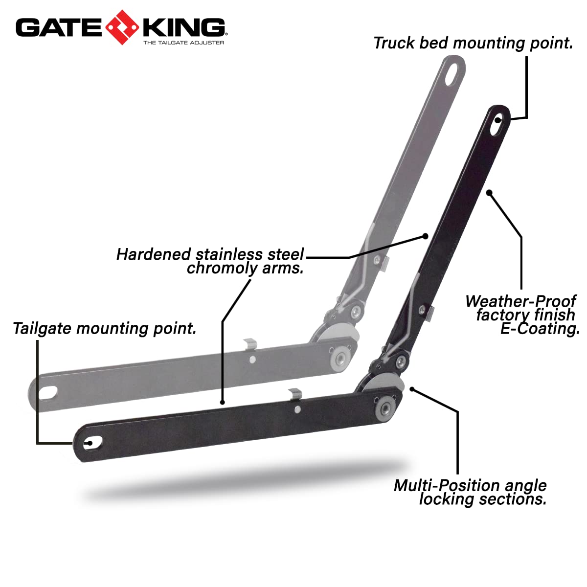 Gate King Ratcheting Multi Position Pickup Truck Tailgate Adjuster For Chevy Silverado & Gmc Sierra 1500 (2019-2022) Made In Usa