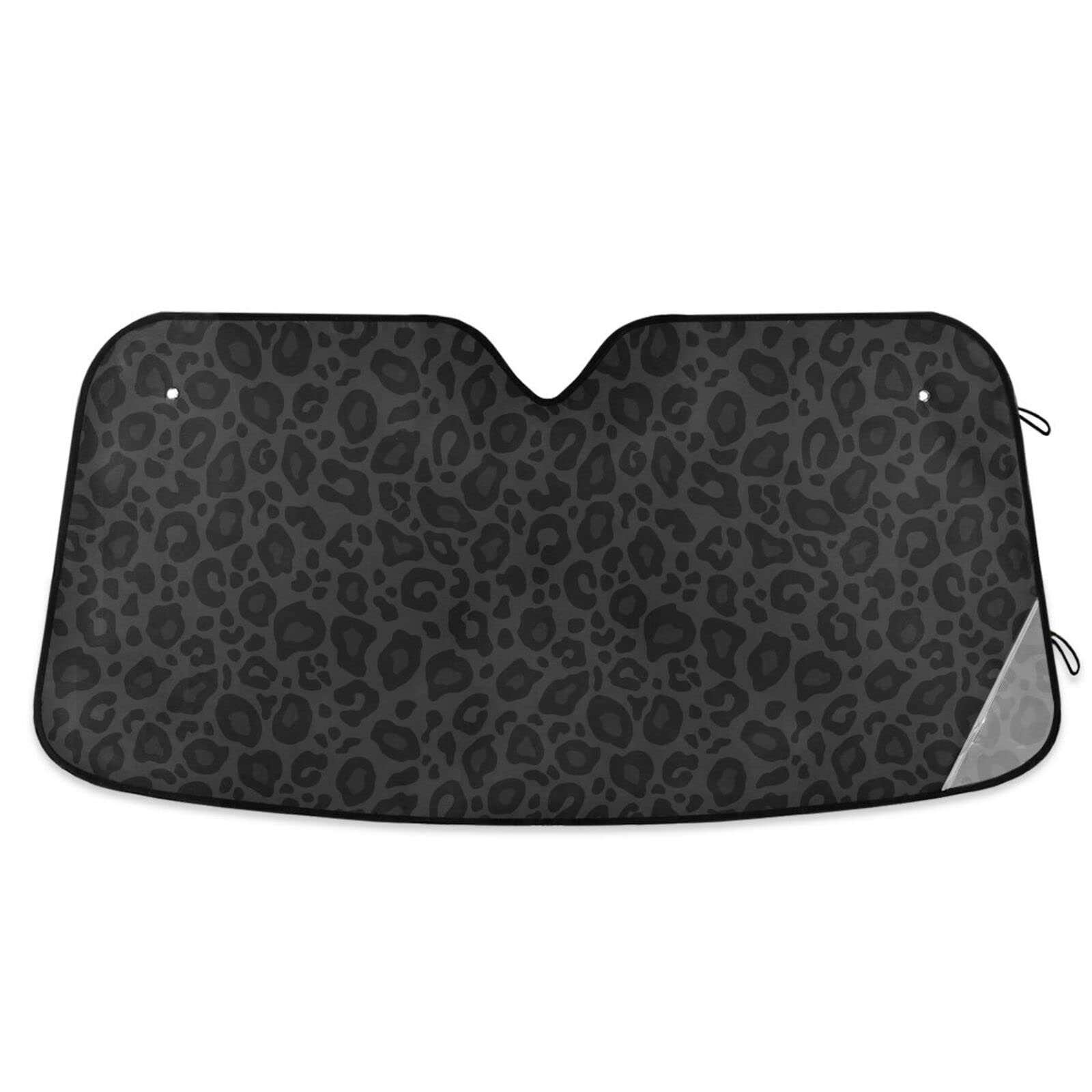 Oarencol Black Leopard Car Windshield Sun Shade Animal Skin Print Foldable Uv Ray Sun Visor Protector Sunshade To Keep Your Vehi