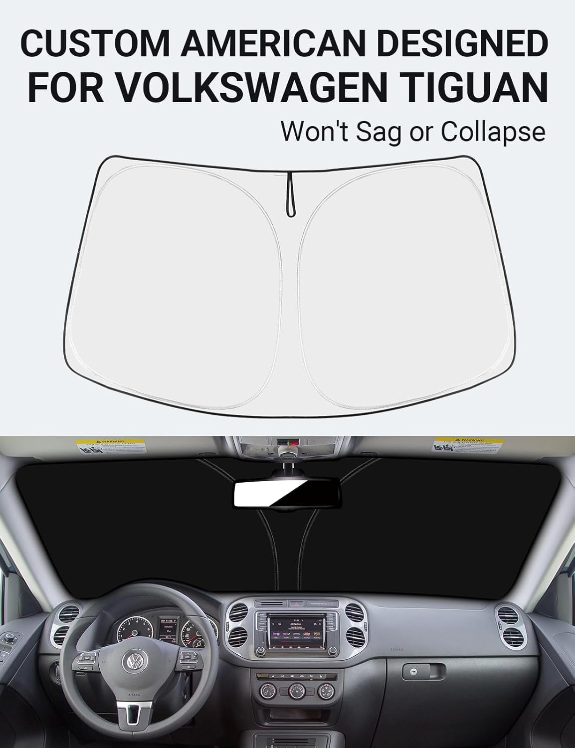 Proadsy 2025 Upgrade Windshield Sun Shade Custom Fit Volkswagen Vw Tiguan 2009-2017 4-Layer Foldable Front Sunshade Protector Su