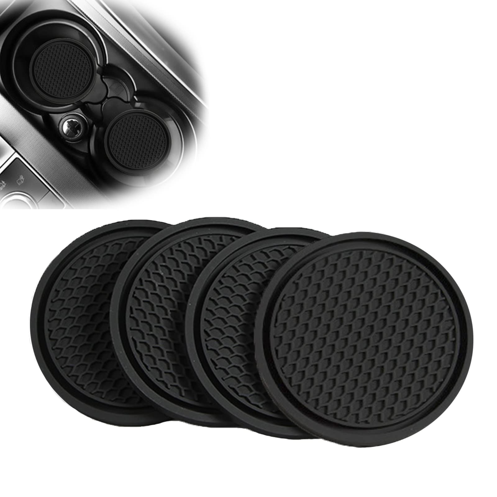 Sodcay 4-Piece Car Cup Holder Inserts, 2.75In Pvc Anti-Slip, Honeycomb Waterproof Fixed Tea Coasters, Universal For Vehicle Inte